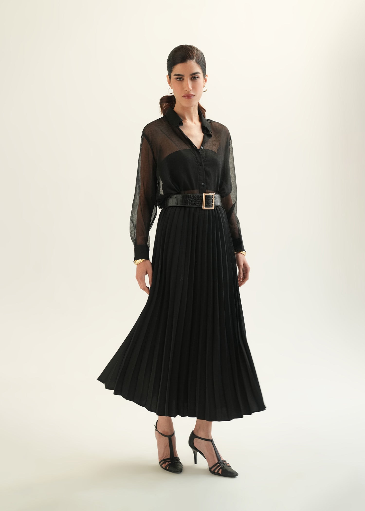 NishatUK - Black Solids Polyester 1-piece ready to wear Skirt
