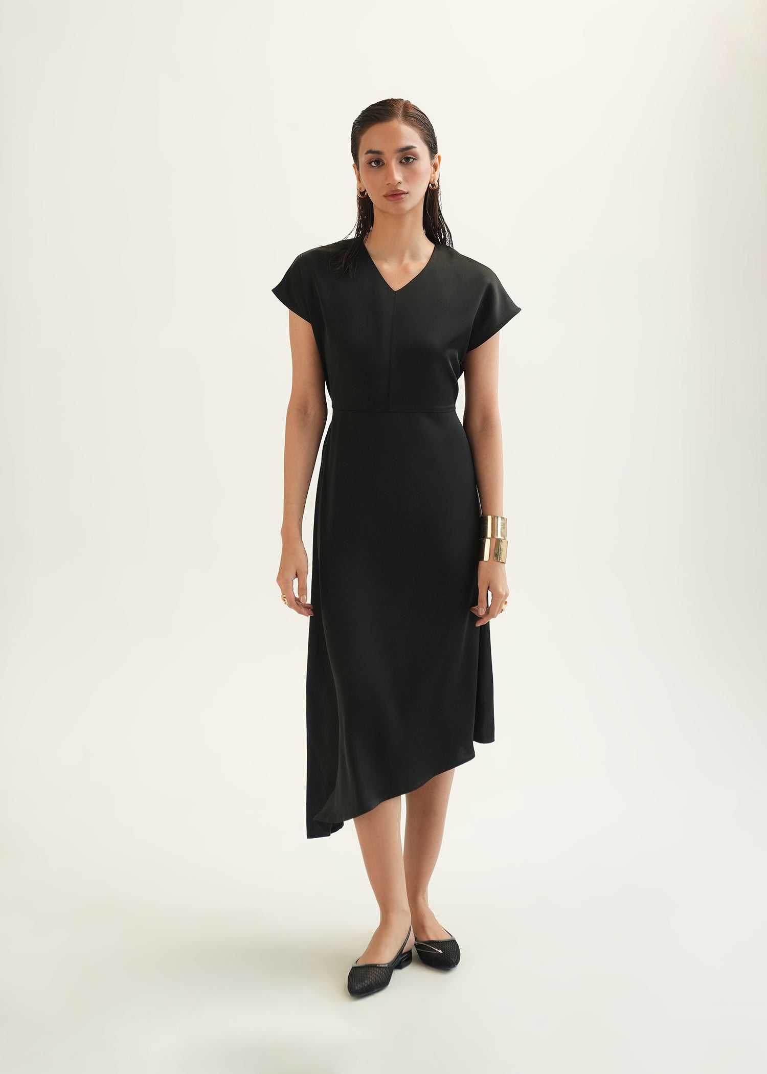 NishatUK - Black Solids Polyester 1-piece ready to wear Long Dress
