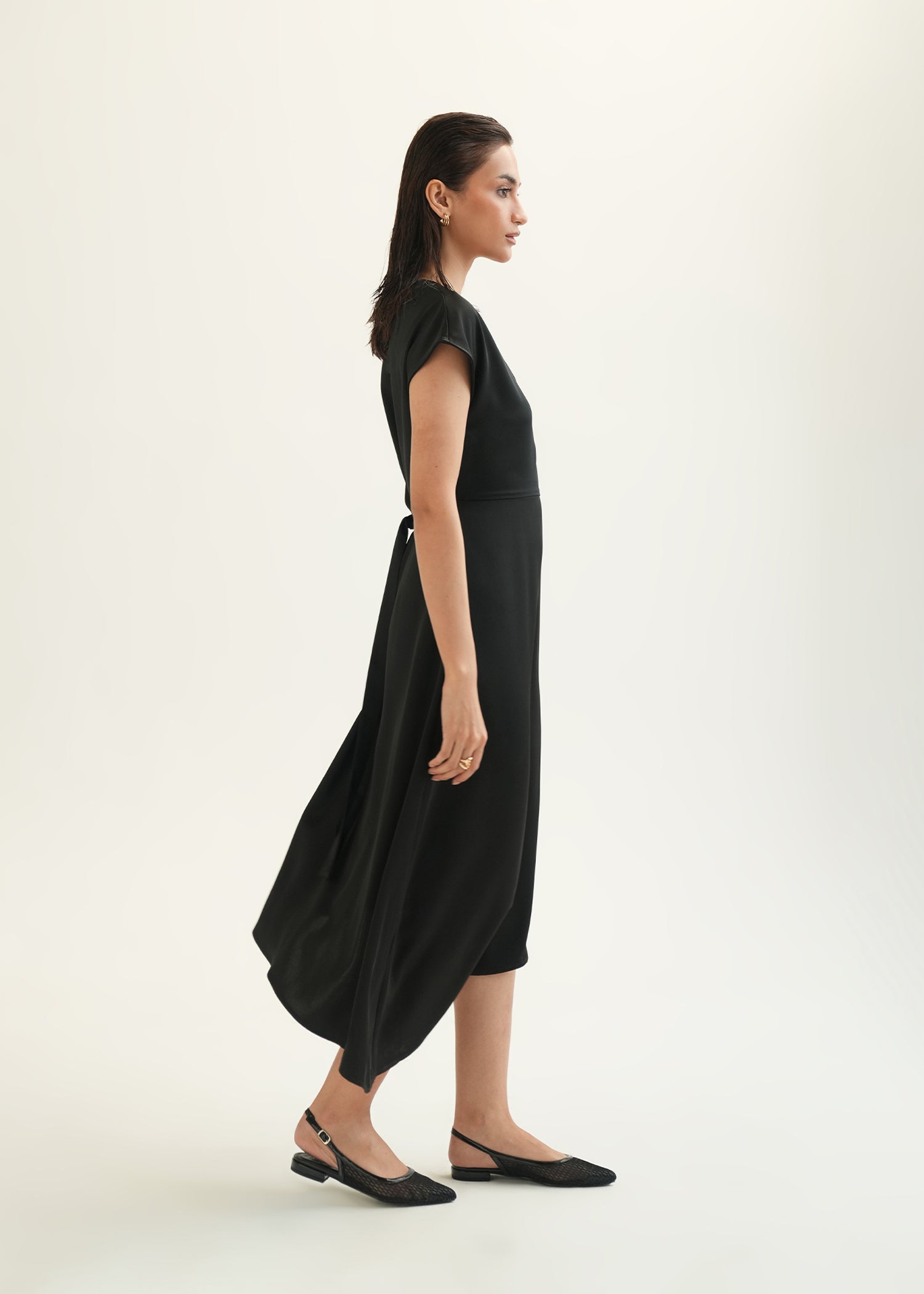 NishatUK - Black Solids Polyester 1-piece ready to wear Long Dress
