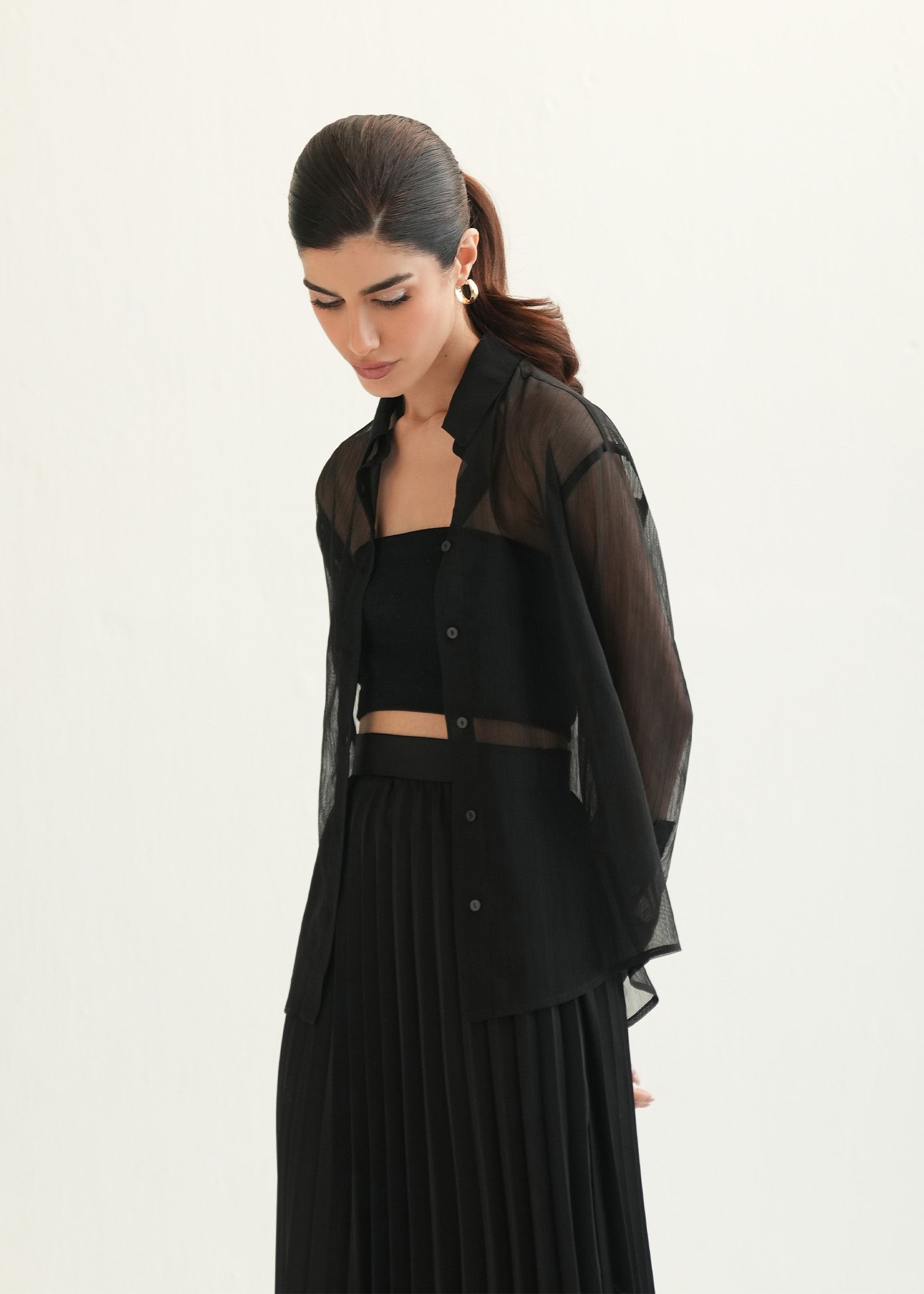 NishatUK - Black Solids Polyester 1-piece ready to wear Shirt