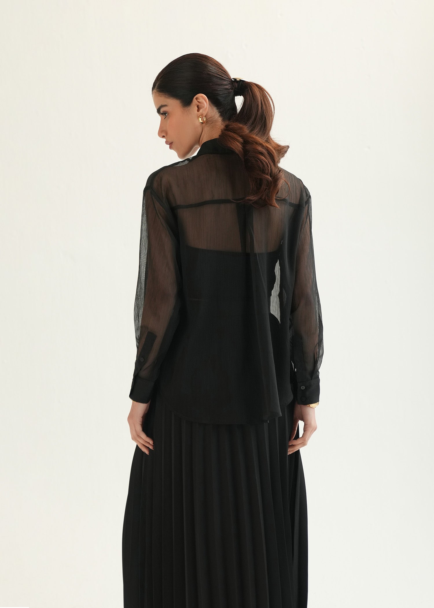 NishatUK - Black Solids Polyester 1-piece ready to wear Shirt