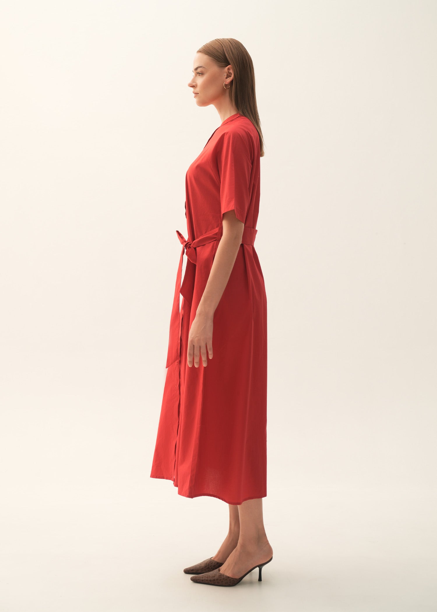 NishatUK - Red Solids Cotton 1-piece ready to wear Long Dress