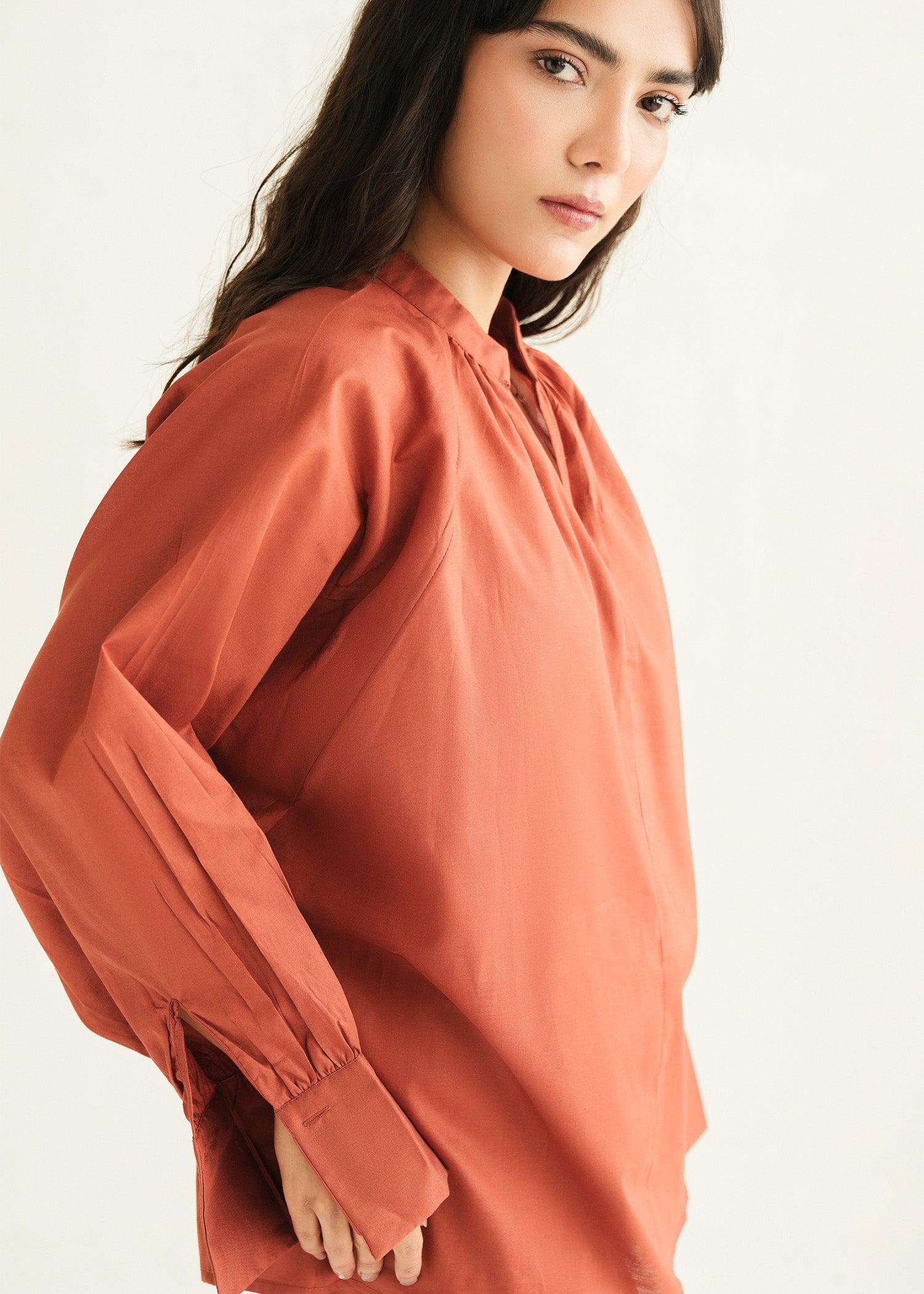 NishatUK - Rust Solids Cotton 1-piece ready to wear Blouse