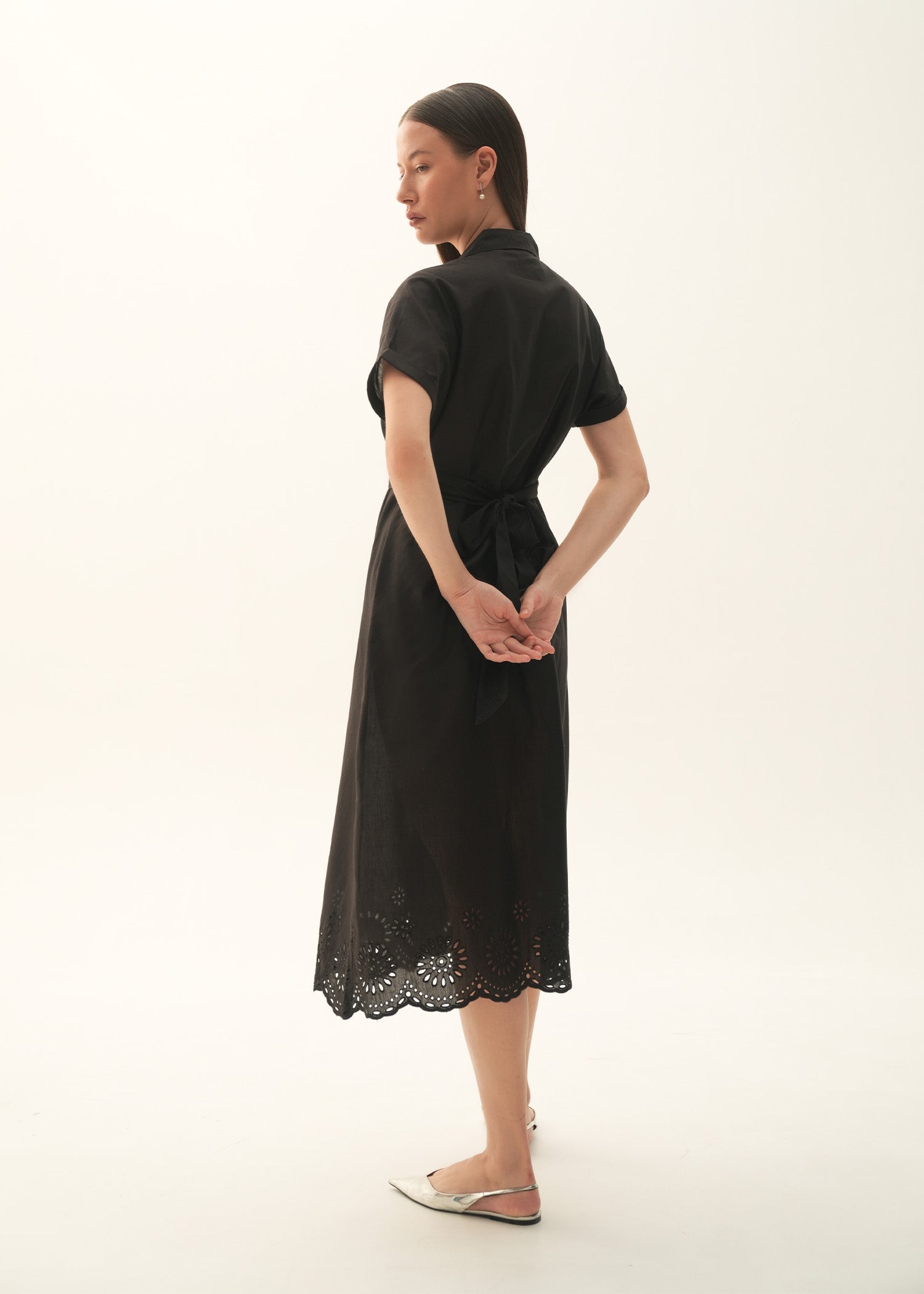 NishatUK - Black Embroidered Cotton 1-piece ready to wear Long Dress