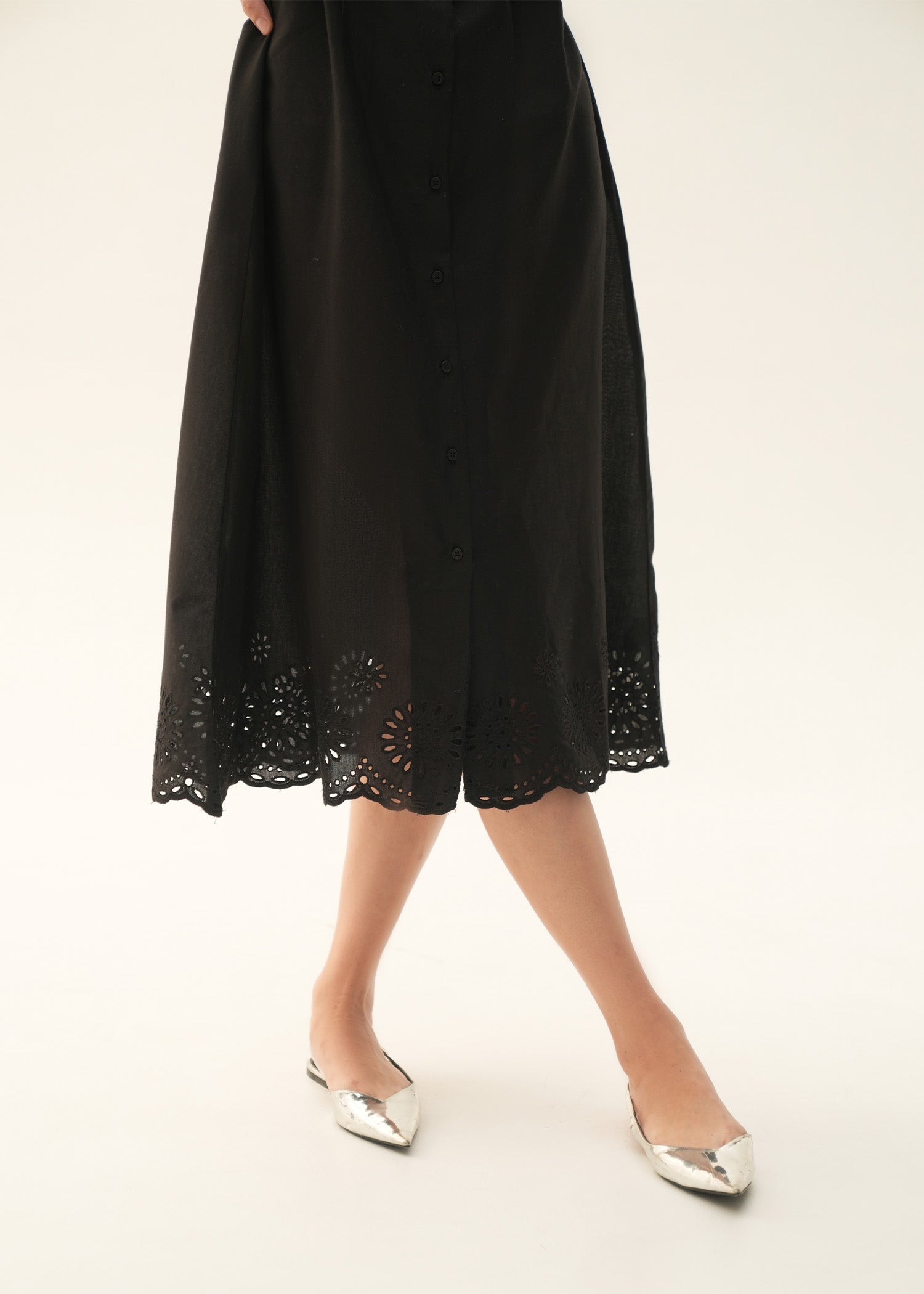 NishatUK - Black Embroidered Cotton 1-piece ready to wear Long Dress
