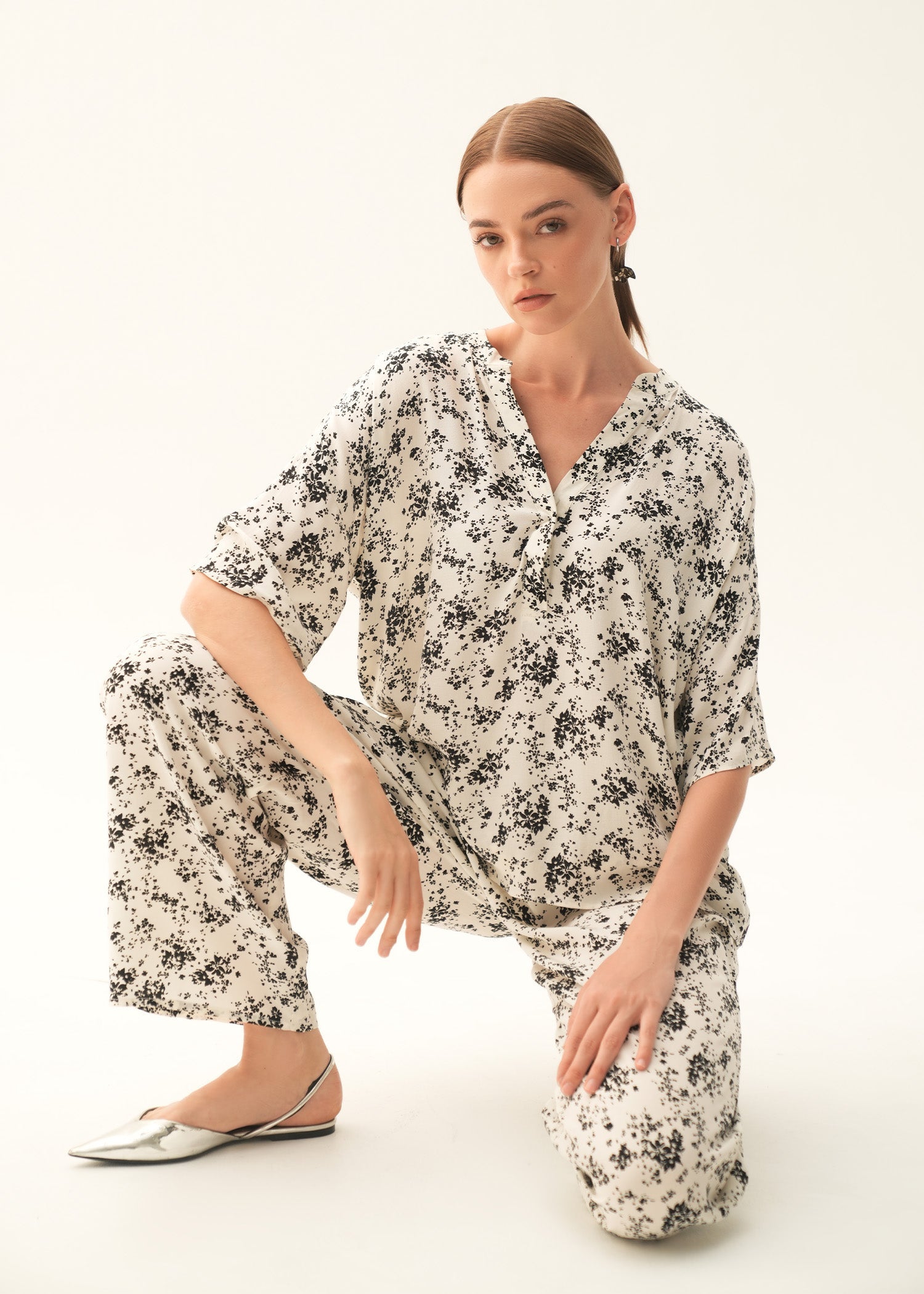 NishatUK - Black Printed Viscose 1-piece ready to wear Trouser