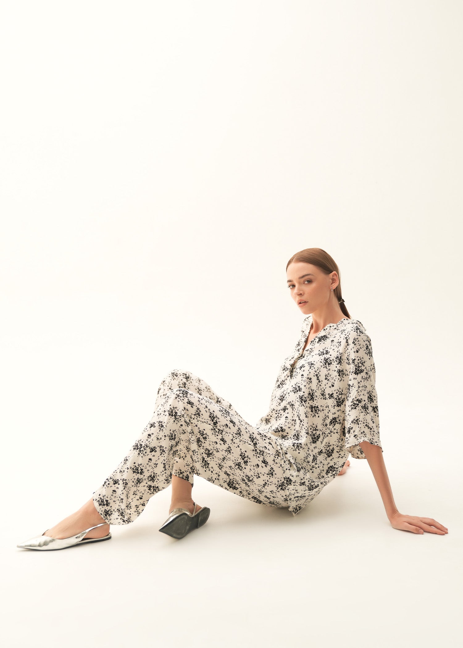 NishatUK - Black Printed Viscose 1-piece ready to wear Trouser