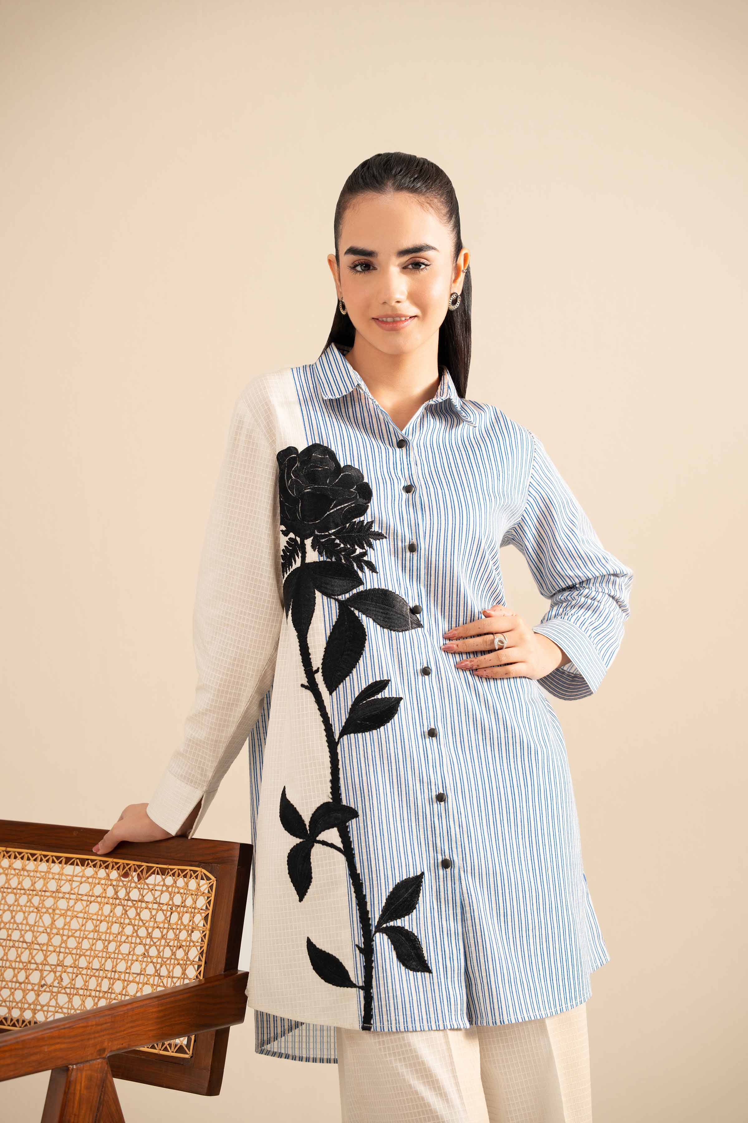 NishatUK - Off White Embroidered Lawn 2-piece ready to wear Dress