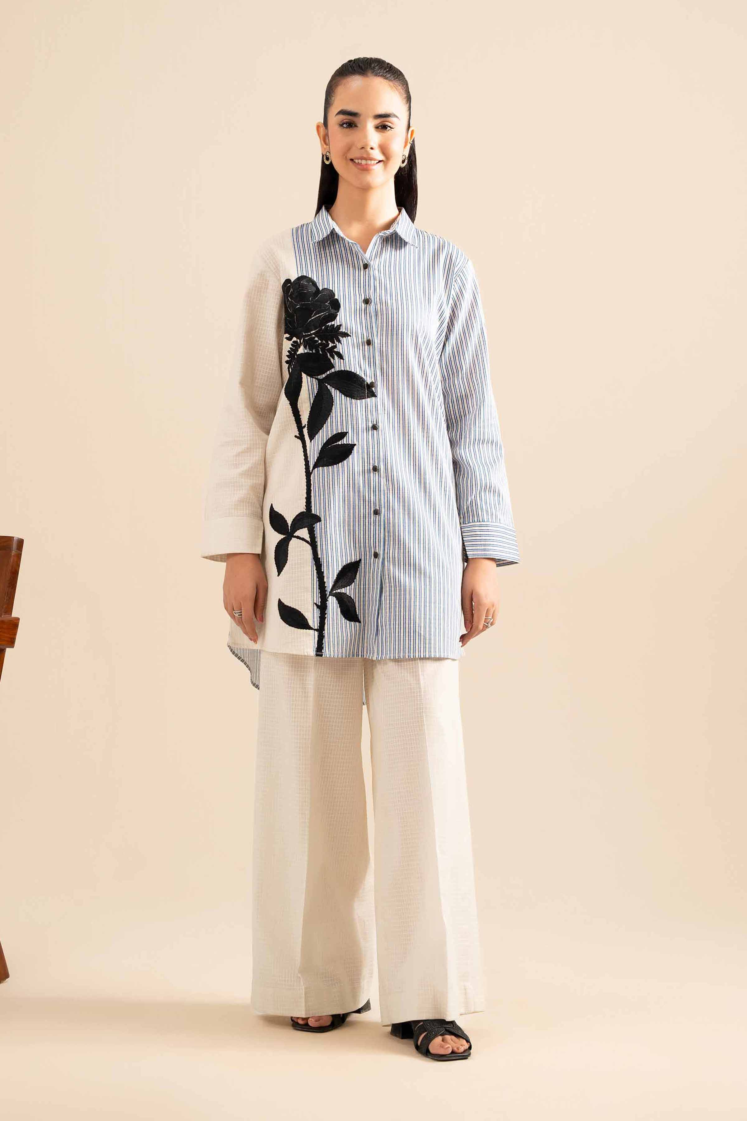 NishatUK - Off White Embroidered Lawn 2-piece ready to wear Dress