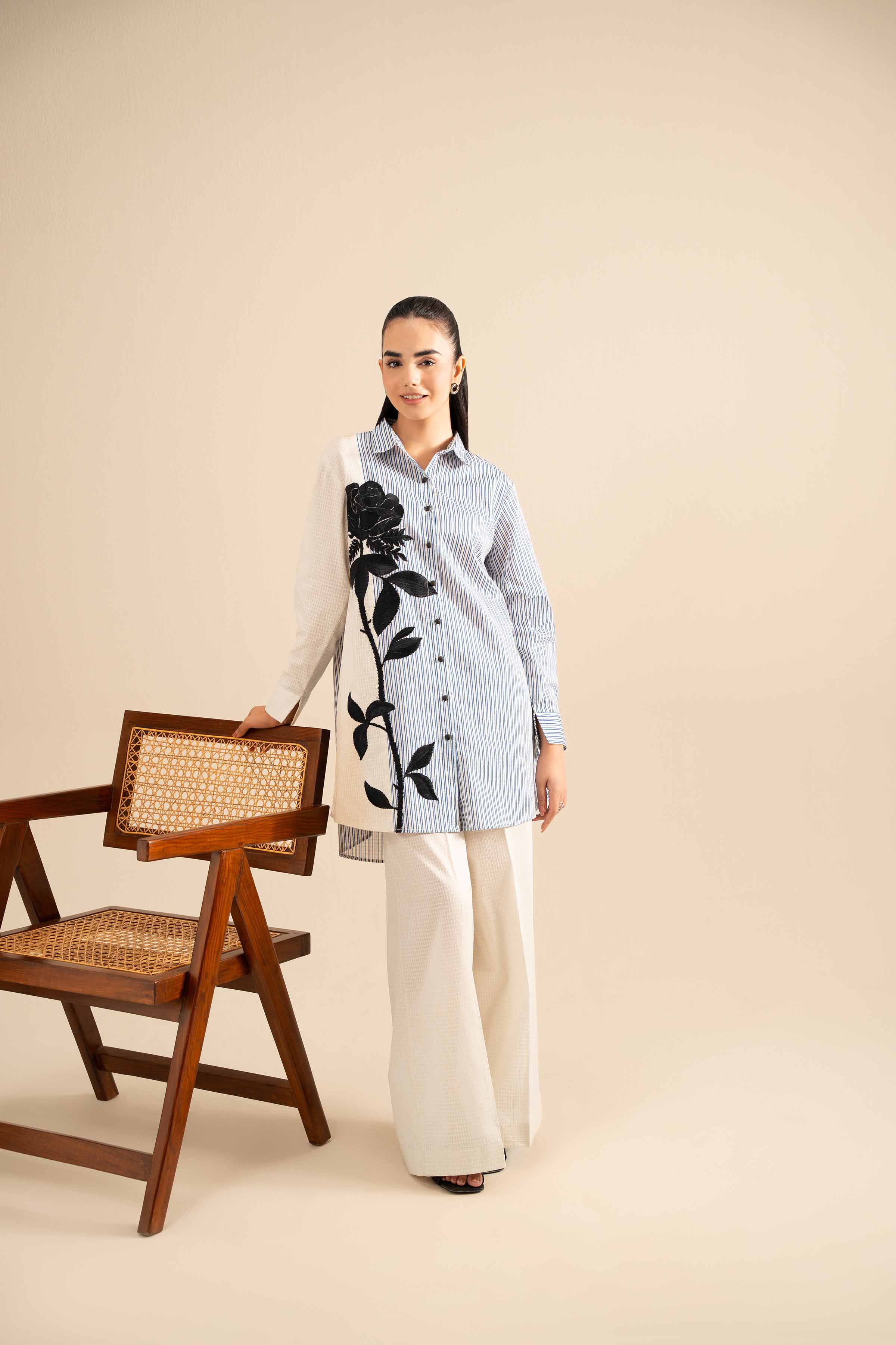 NishatUK - Off White Embroidered Lawn 2-piece ready to wear Dress