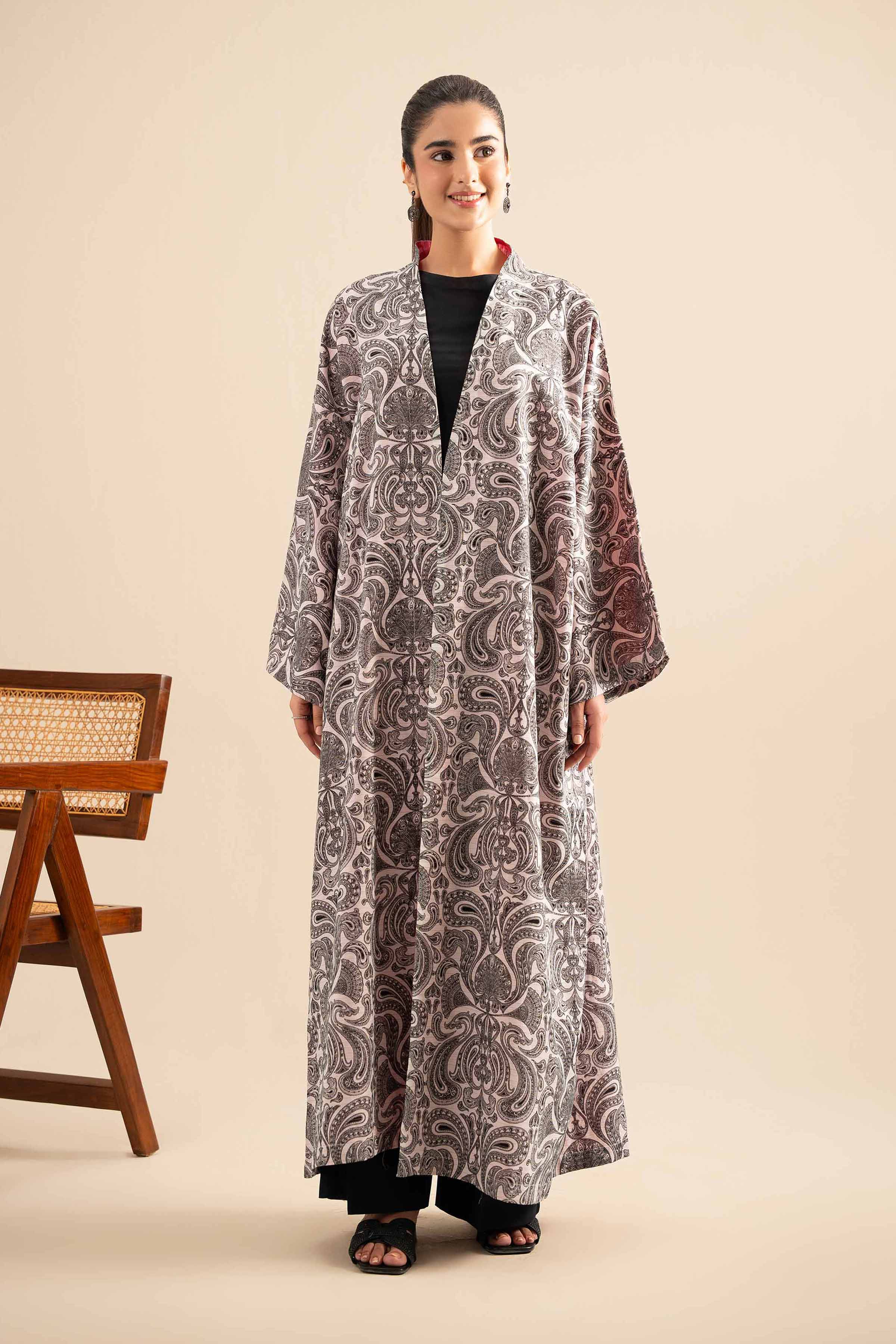 NishatUK - Black Embroidered Lawn 1-piece ready to wear Long Dress