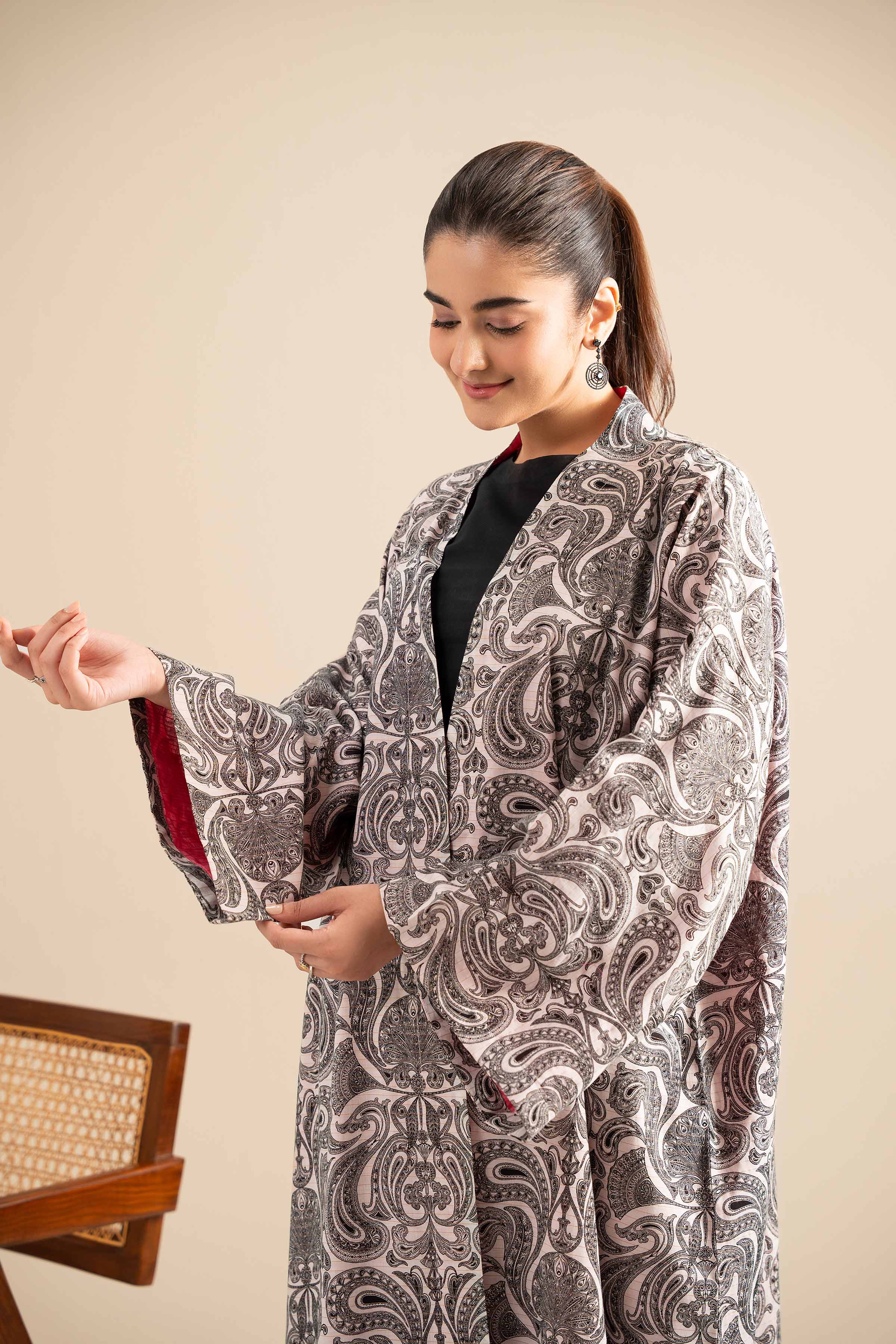 NishatUK - Black Embroidered Lawn 1-piece ready to wear Long Dress