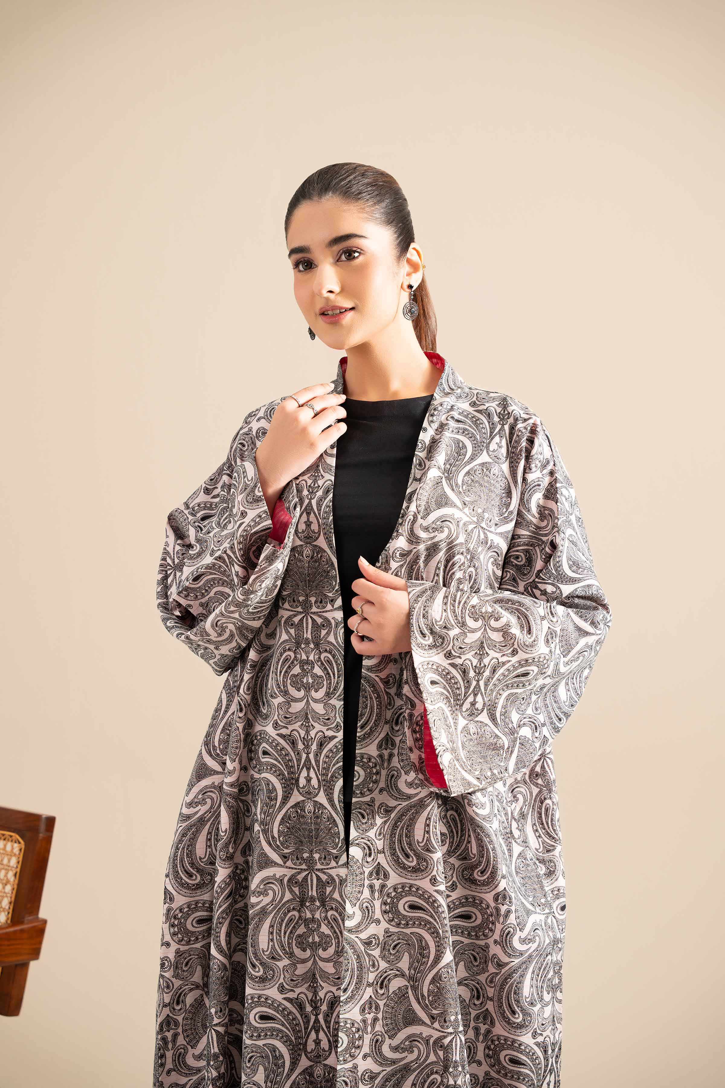 NishatUK - Black Embroidered Lawn 1-piece ready to wear Long Dress