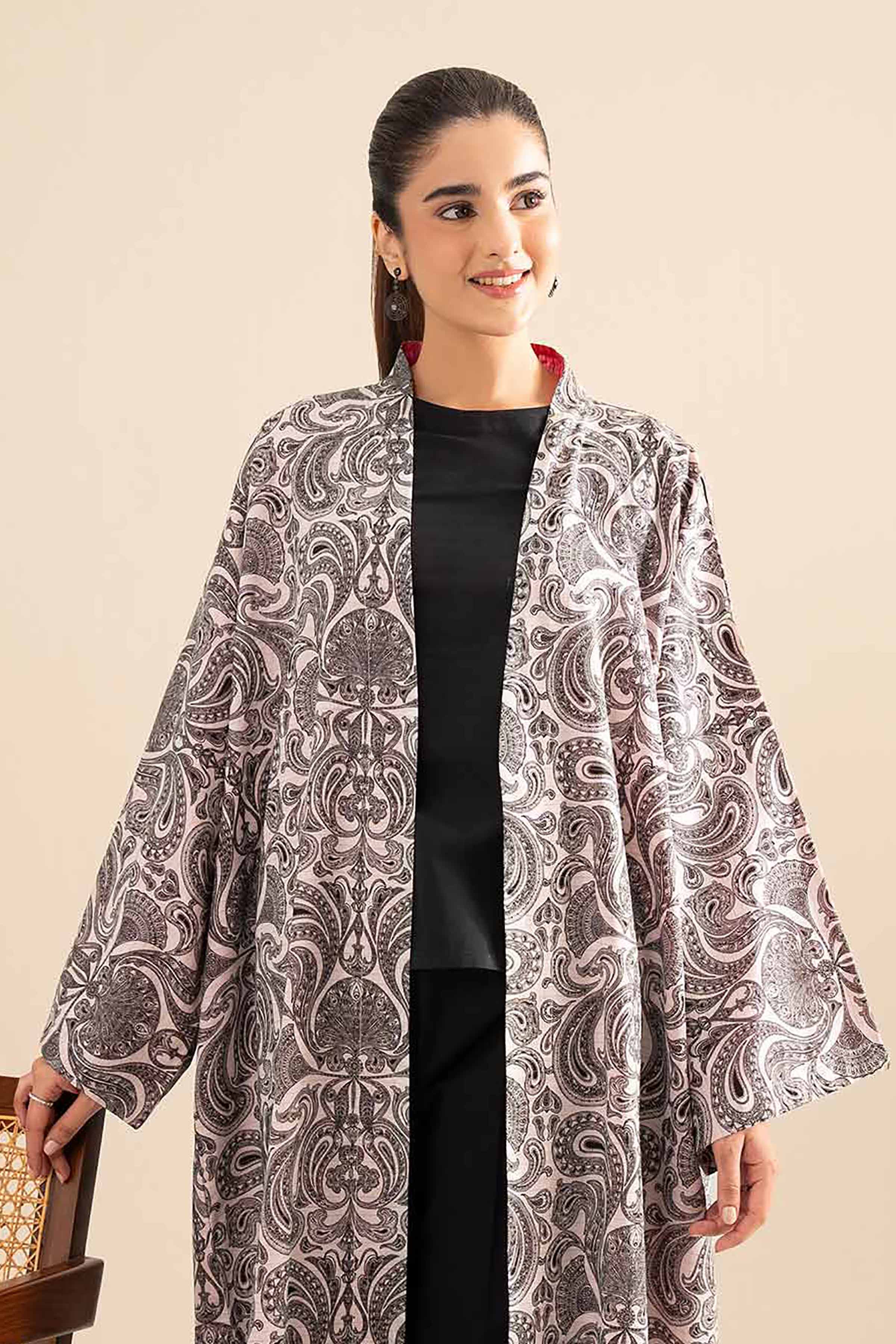 NishatUK - Black Embroidered Lawn 1-piece ready to wear Long Dress