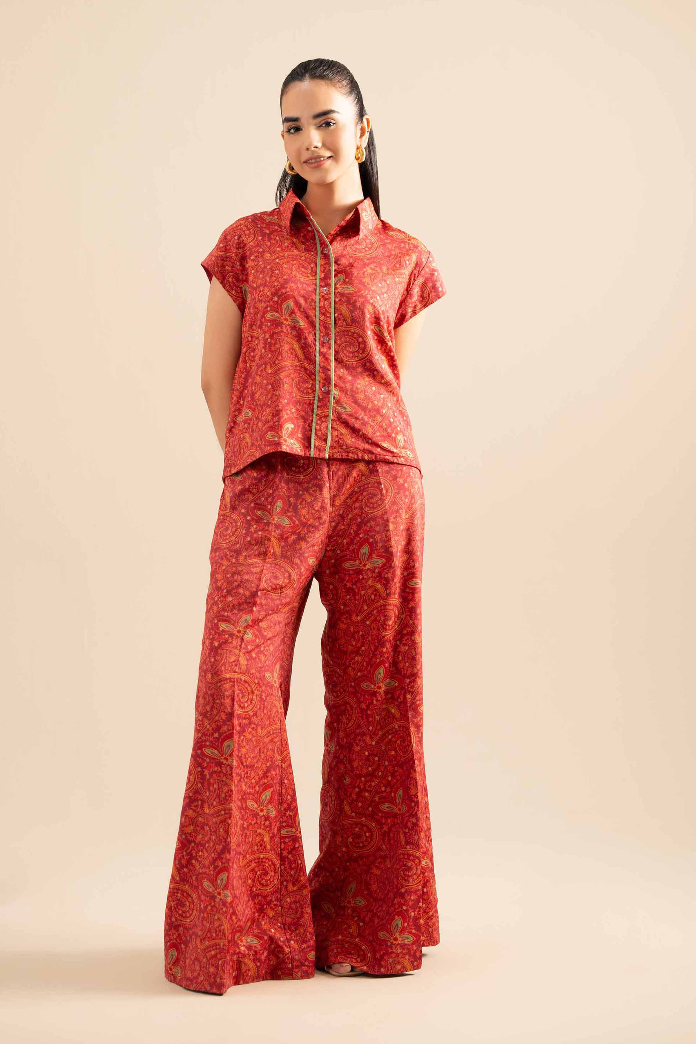 NishatUK - Red Printed Monar Gold 2-piece ready to wear Dress
