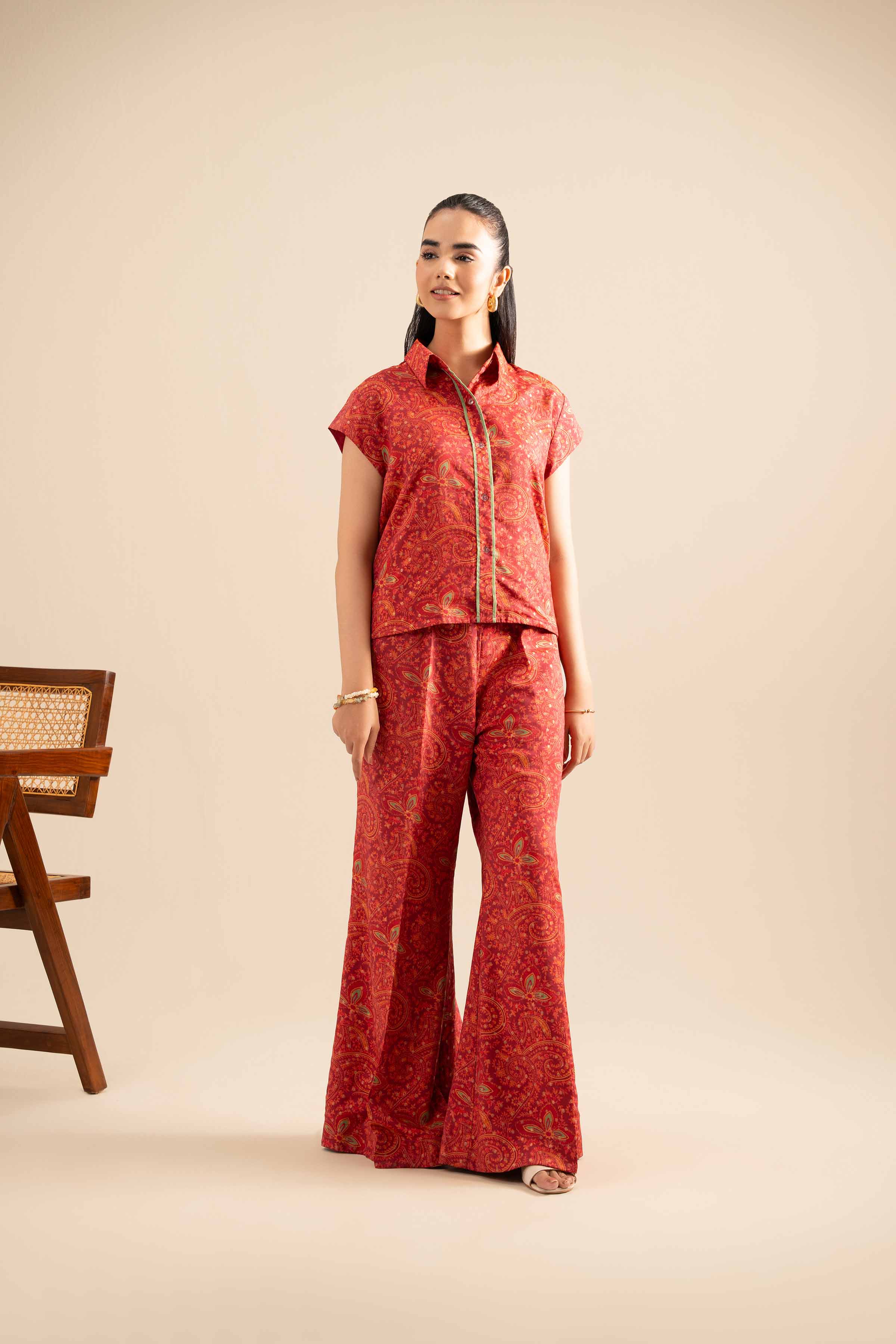 NishatUK - Red Printed Monar Gold 2-piece ready to wear Dress