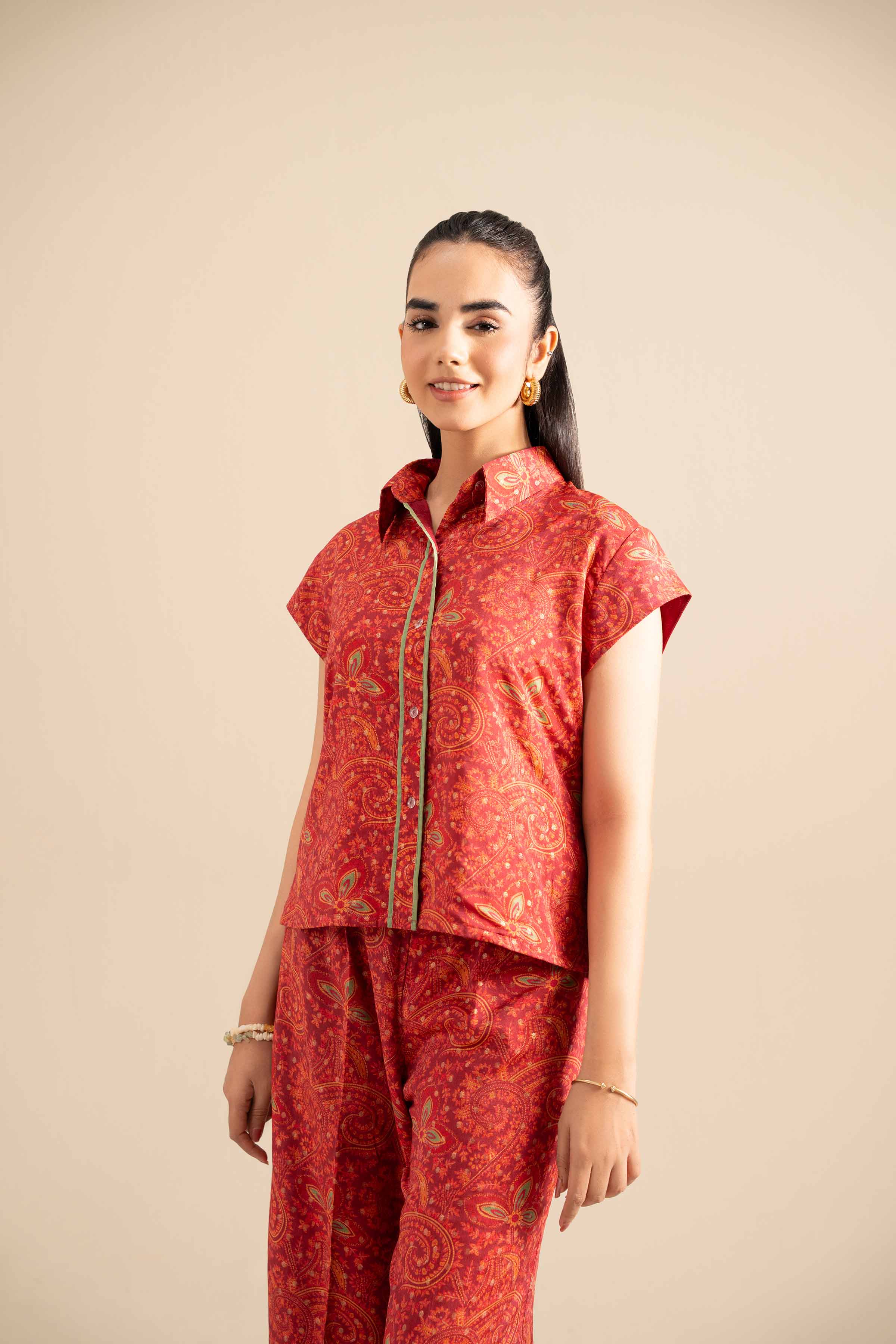 NishatUK - Red Printed Monar Gold 2-piece ready to wear Dress