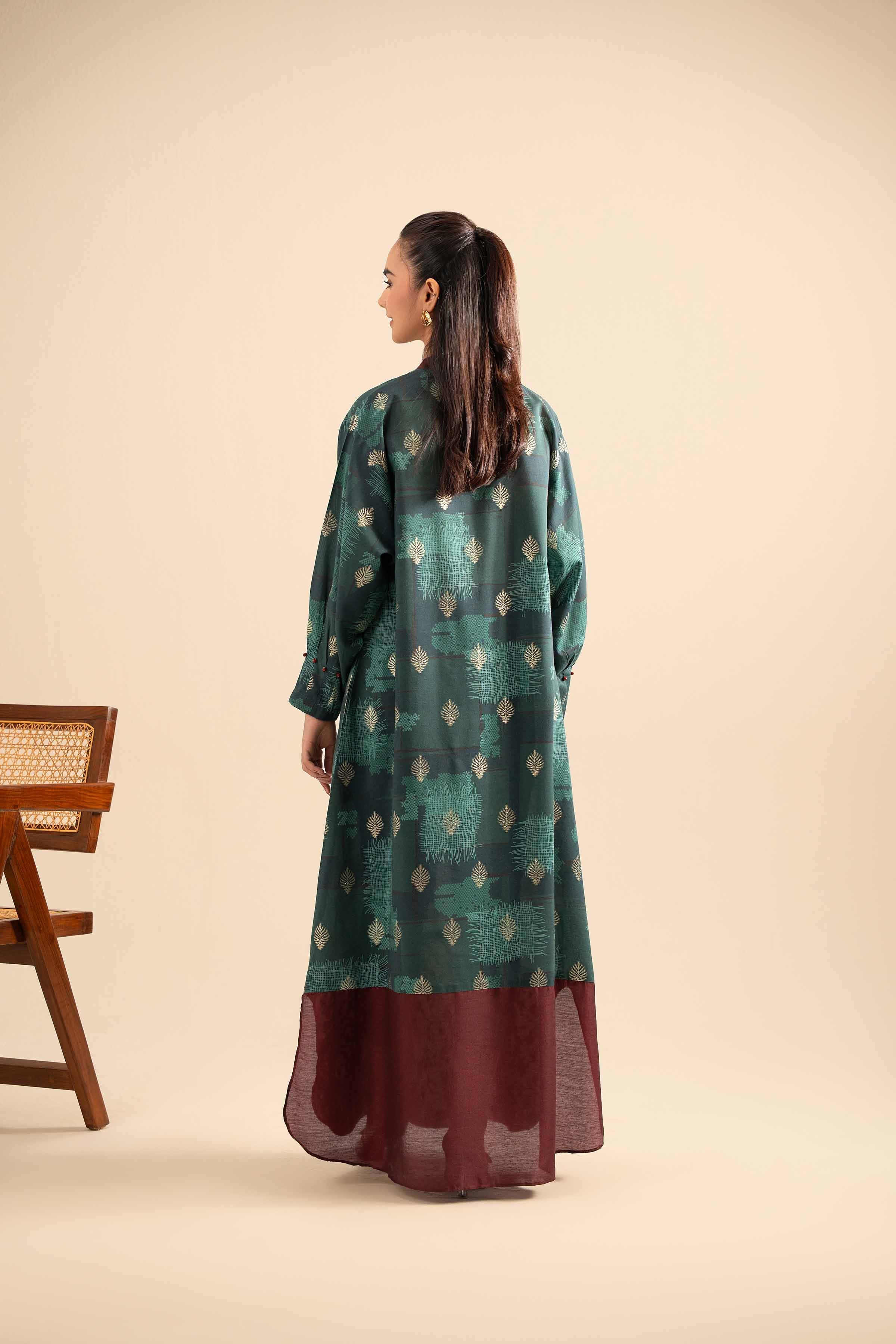 NishatUK - Green Embroidered Maysuri 1-piece ready to wear Long Dress