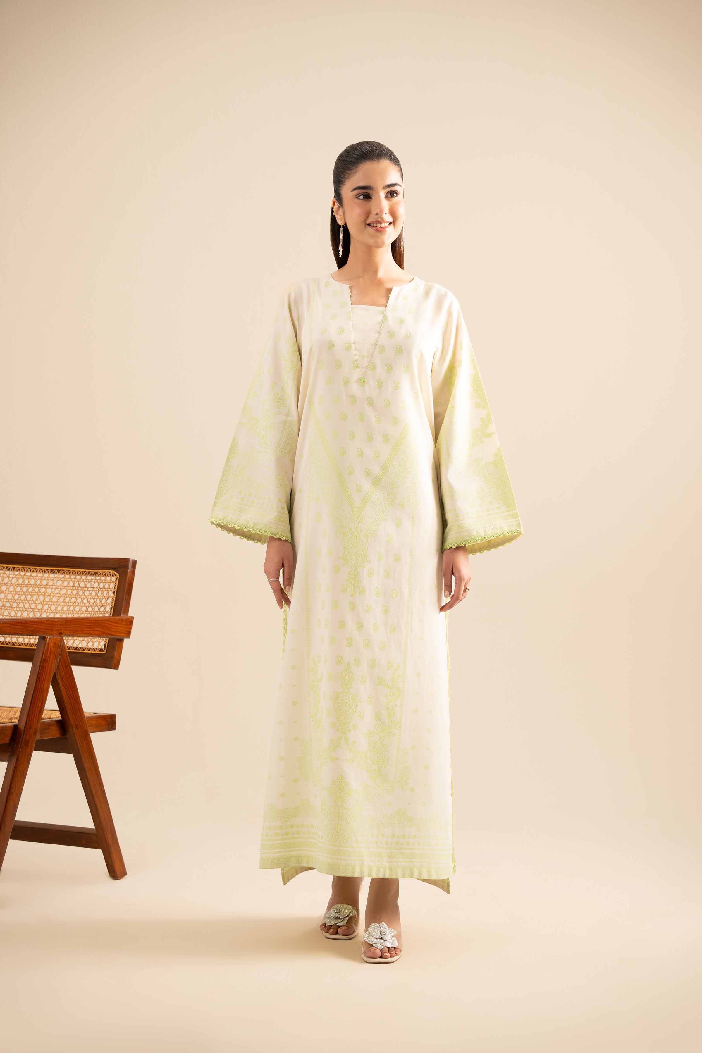 NishatUK - Mint Printed Jacquard 1-piece ready to wear Long Dress