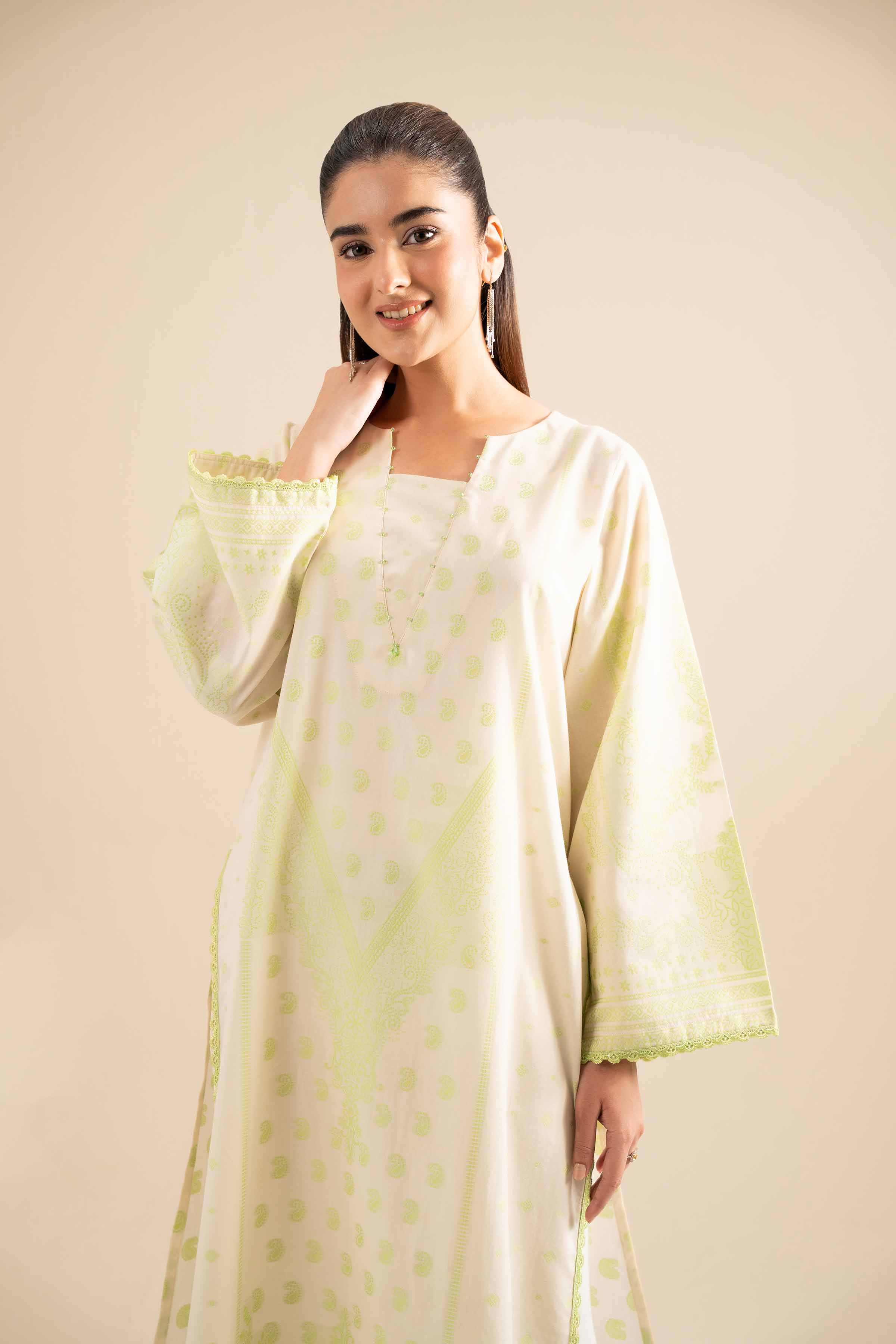 NishatUK - Mint Printed Jacquard 1-piece ready to wear Long Dress