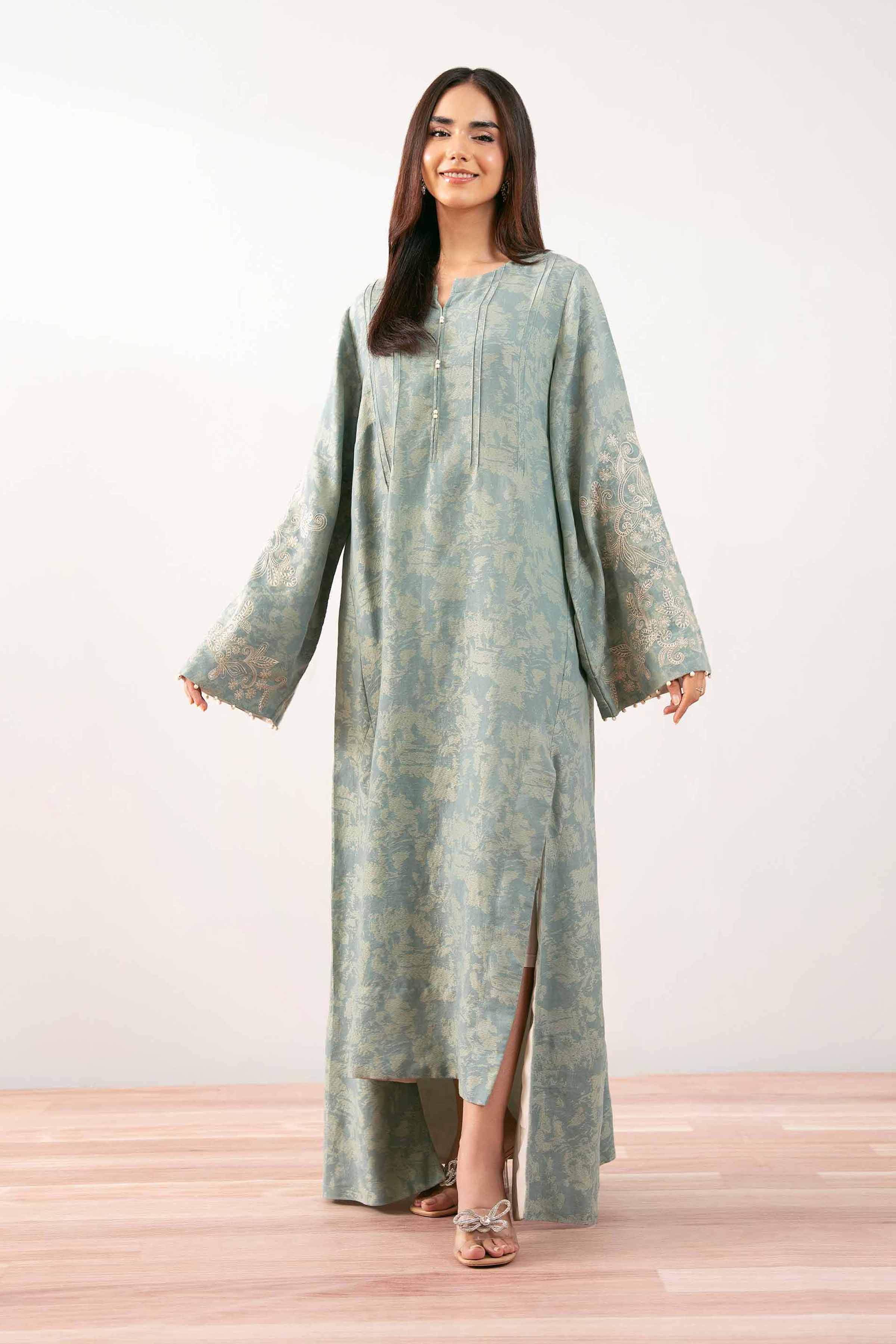 NishatUK - Aqua Solids Jacquard 1-piece ready to wear Long Dress
