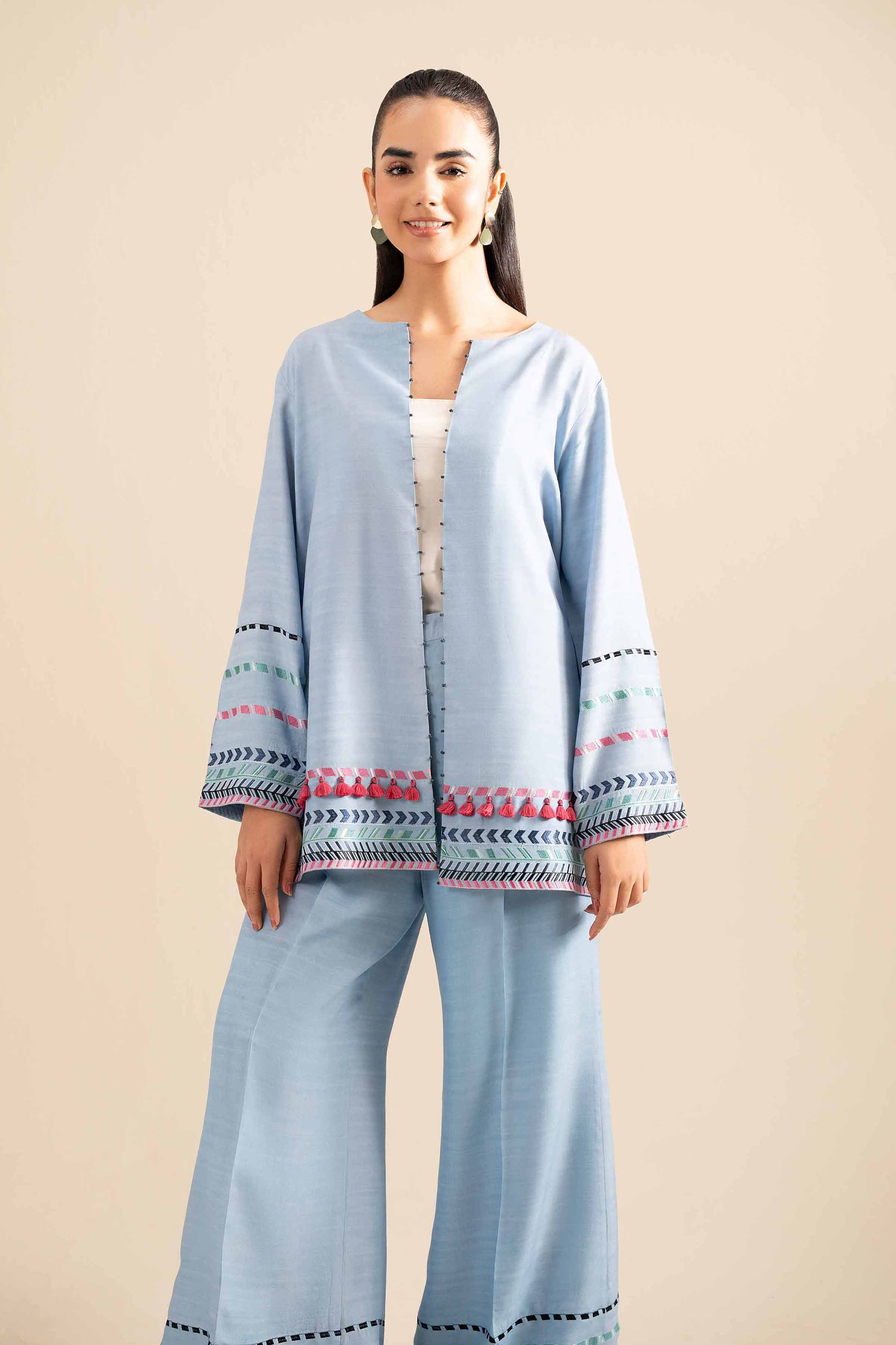 NishatUK - Sky Blue Embroidered Silk 2-piece ready to wear Dress