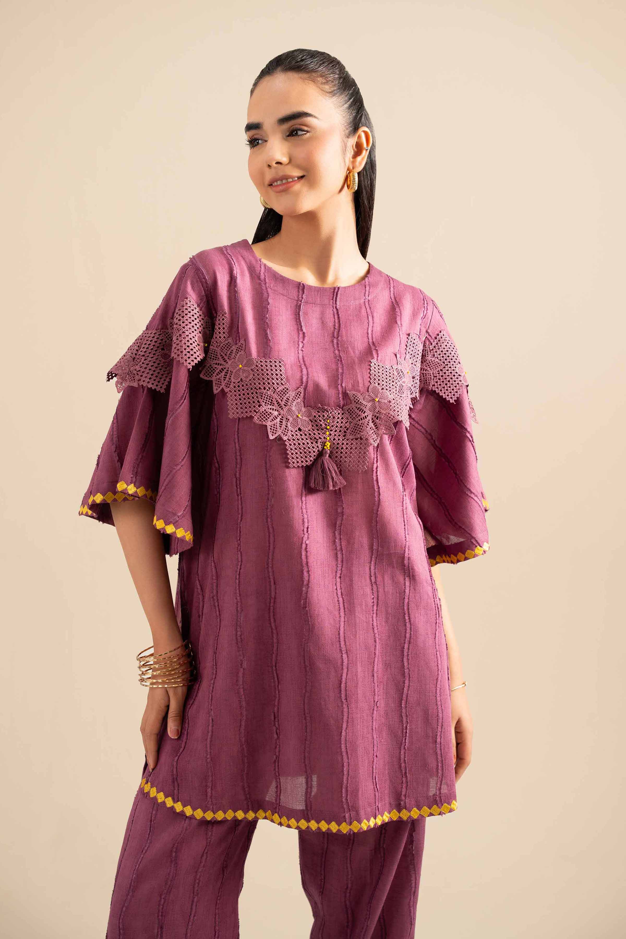 NishatUK - Plum Embroidered Jacquard 2-piece ready to wear Dress
