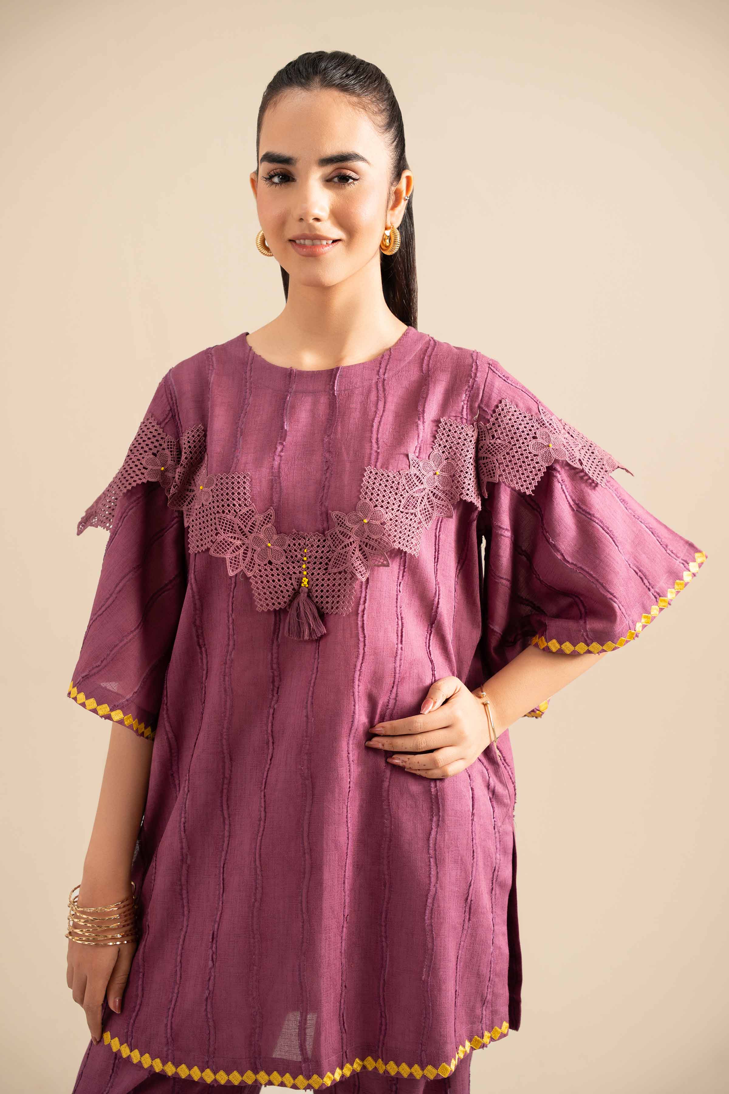 NishatUK - Plum Embroidered Jacquard 2-piece ready to wear Dress