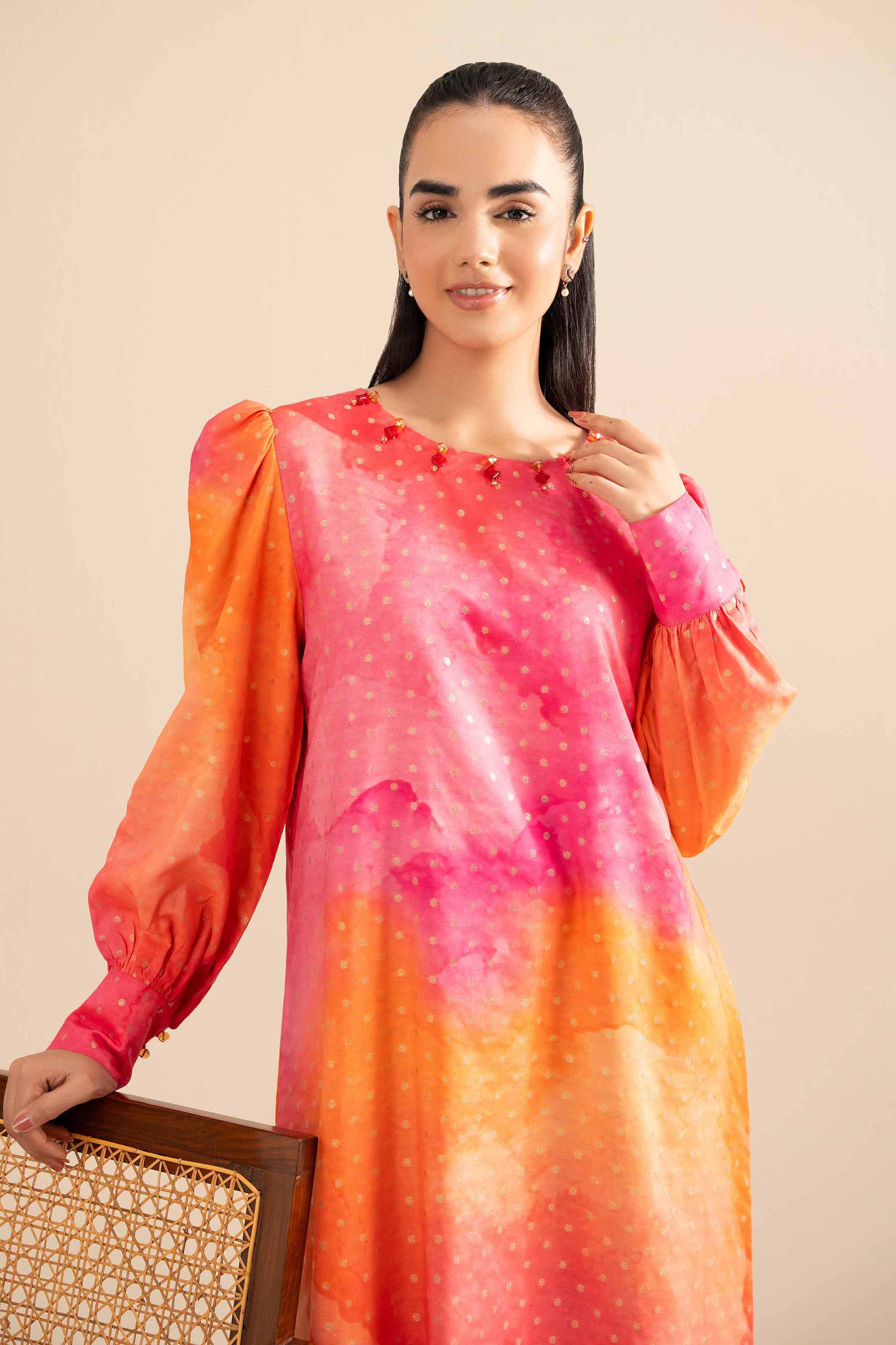 NishatUK - Multi Printed Monar Gold 1-piece ready to wear Long Dress