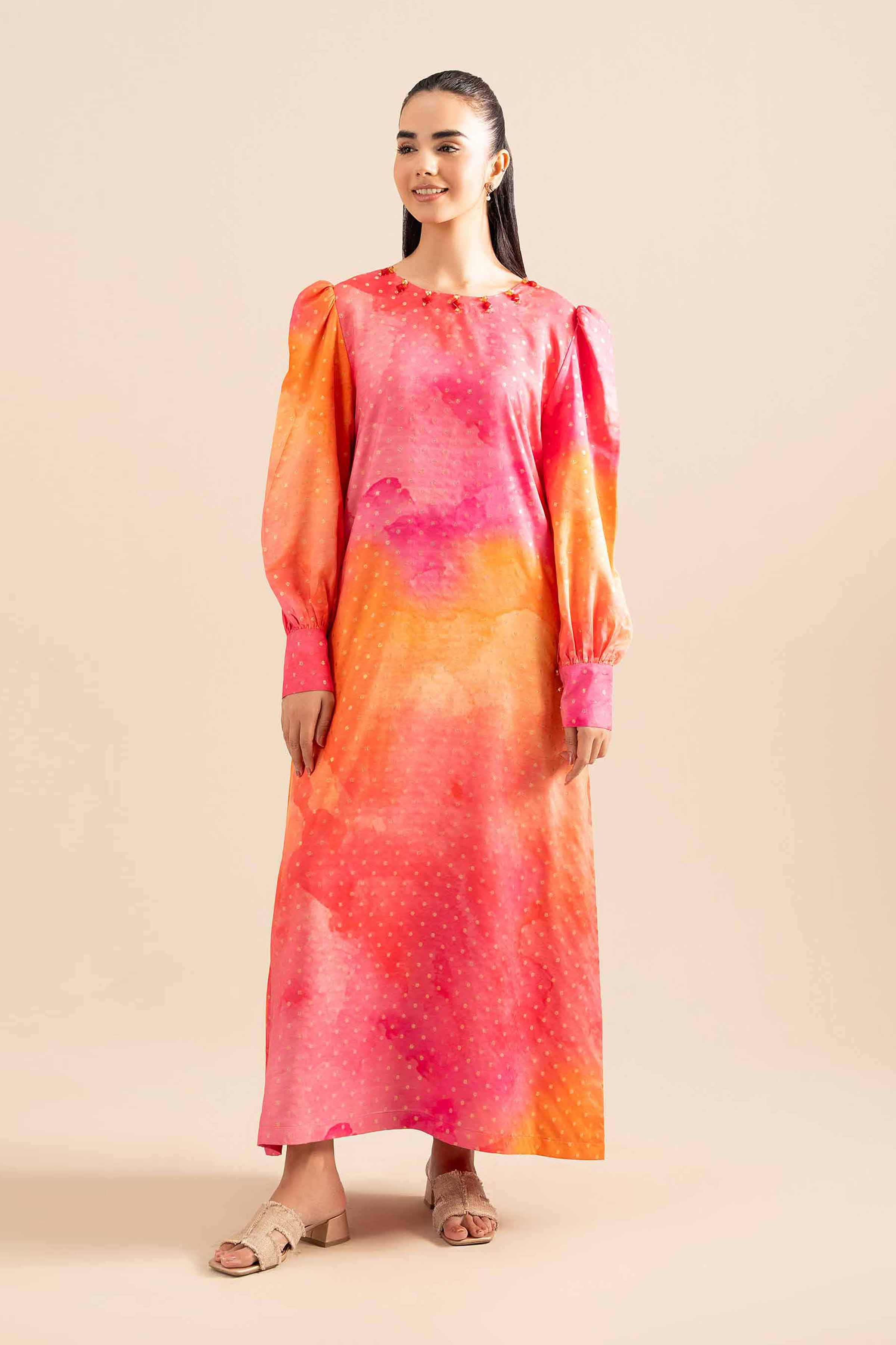 NishatUK - Multi Printed Monar Gold 1-piece ready to wear Long Dress