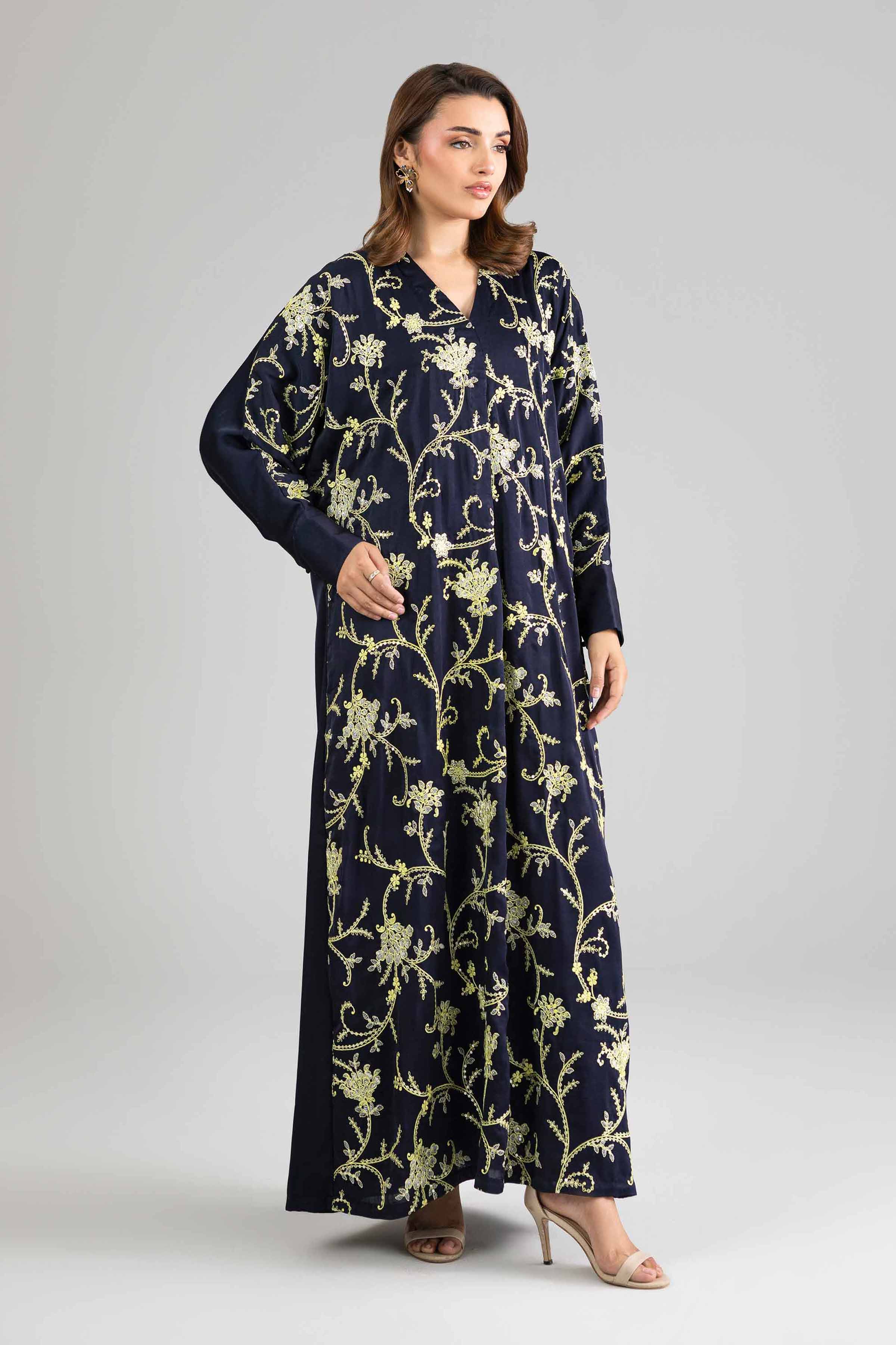 Nishat UK - Blue Embroidered Silk 1-piece ready to wear long dress