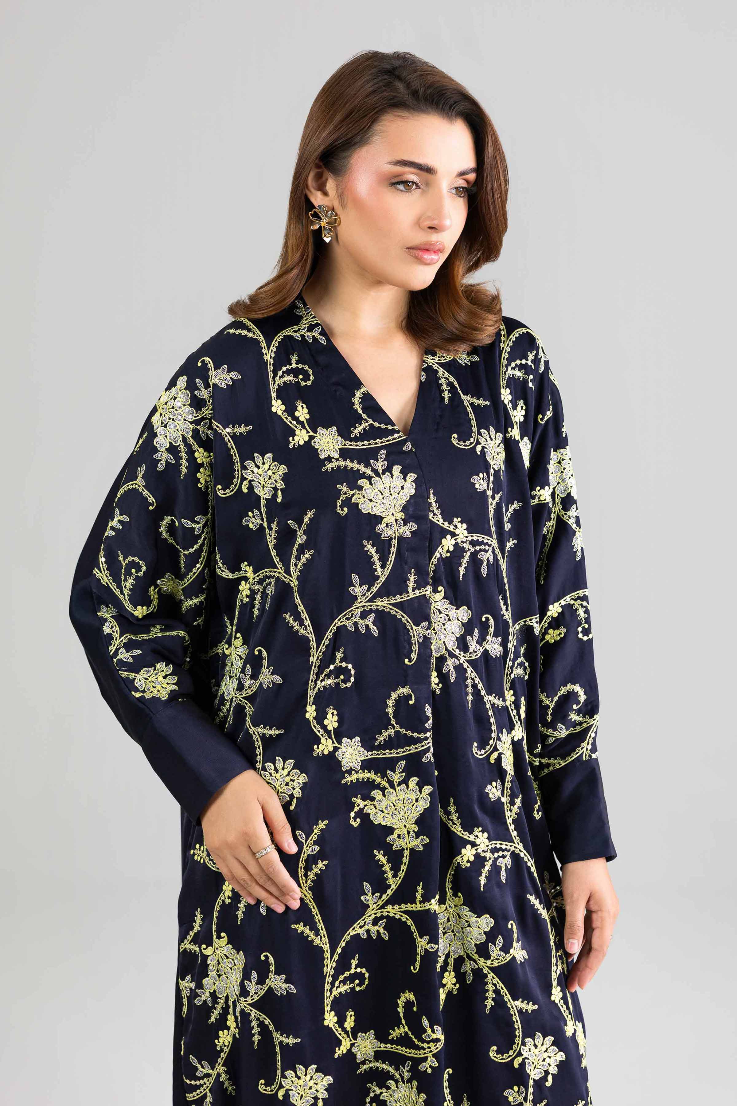 Nishat UK - Blue Embroidered Silk 1-piece ready to wear long dress