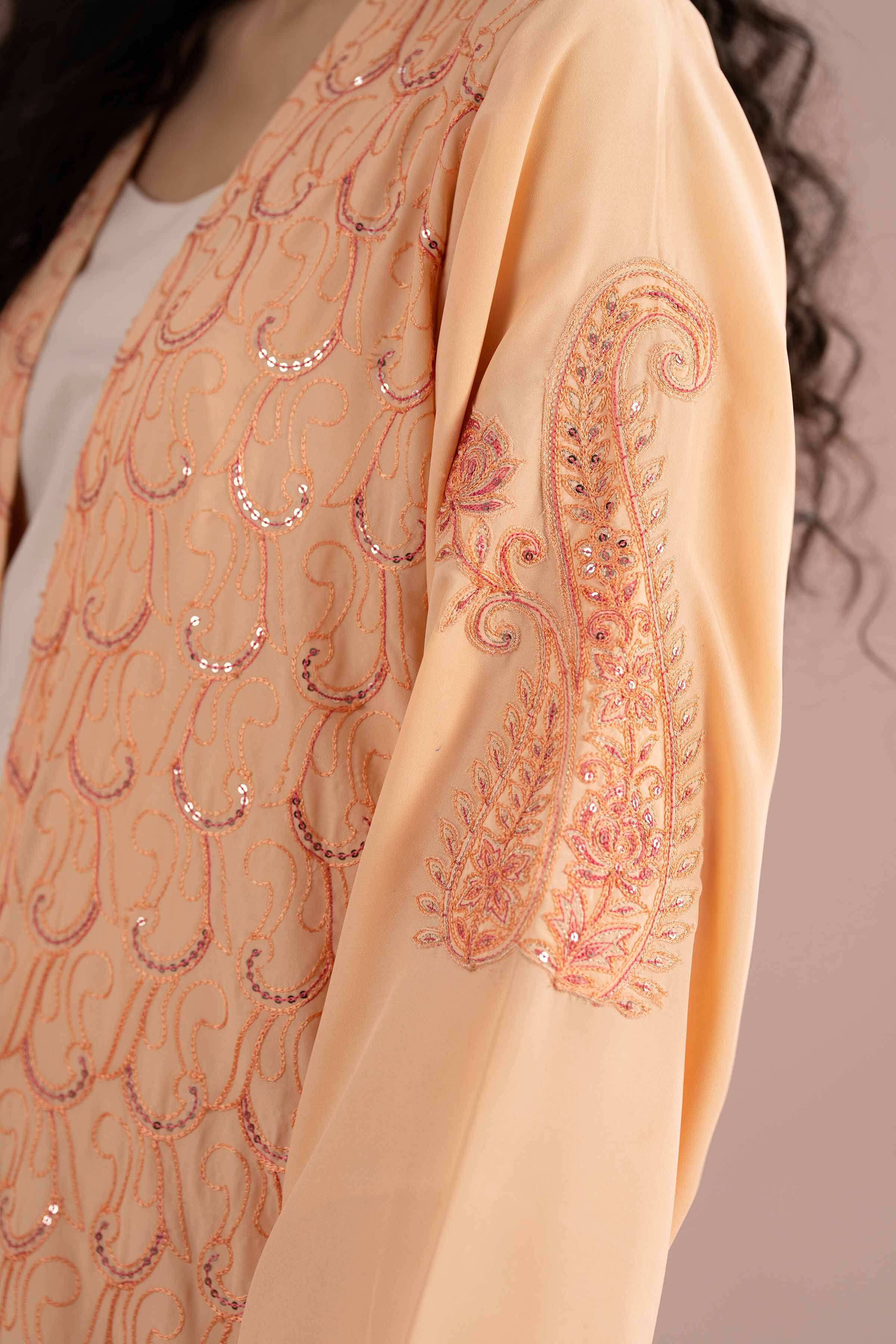 Nishat UK - Peach Embroidered Grip 2 Pieces ready to wear Long Dress
