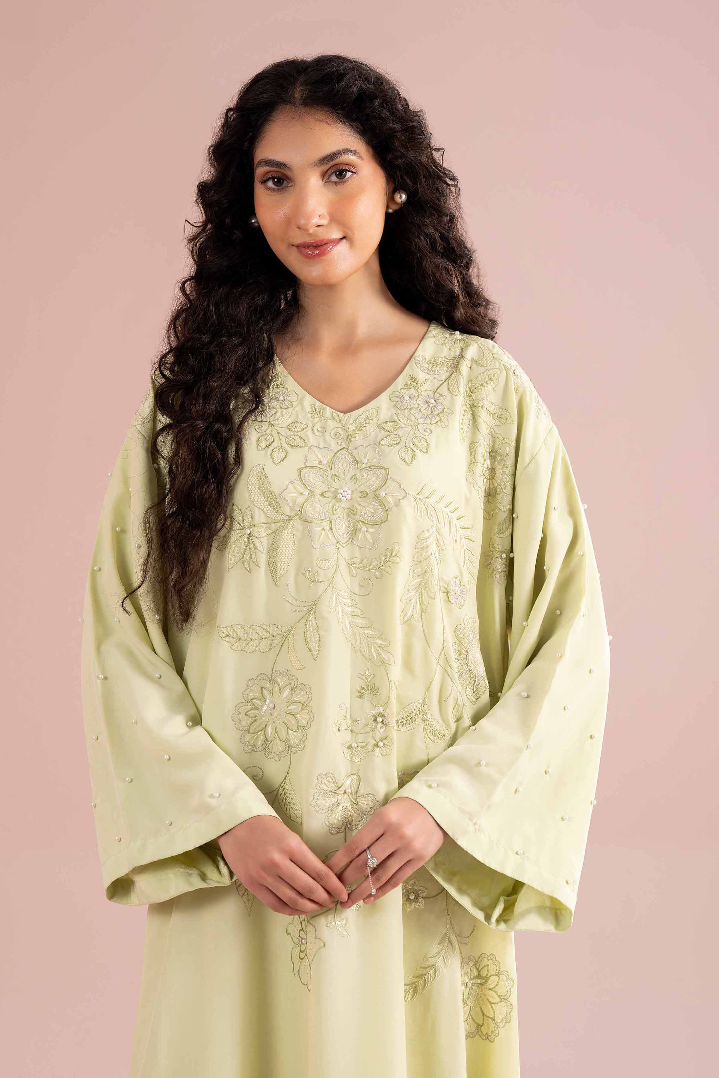 Nishat UK - Green Embroidered Grip 1-piece ready to wear Long dress