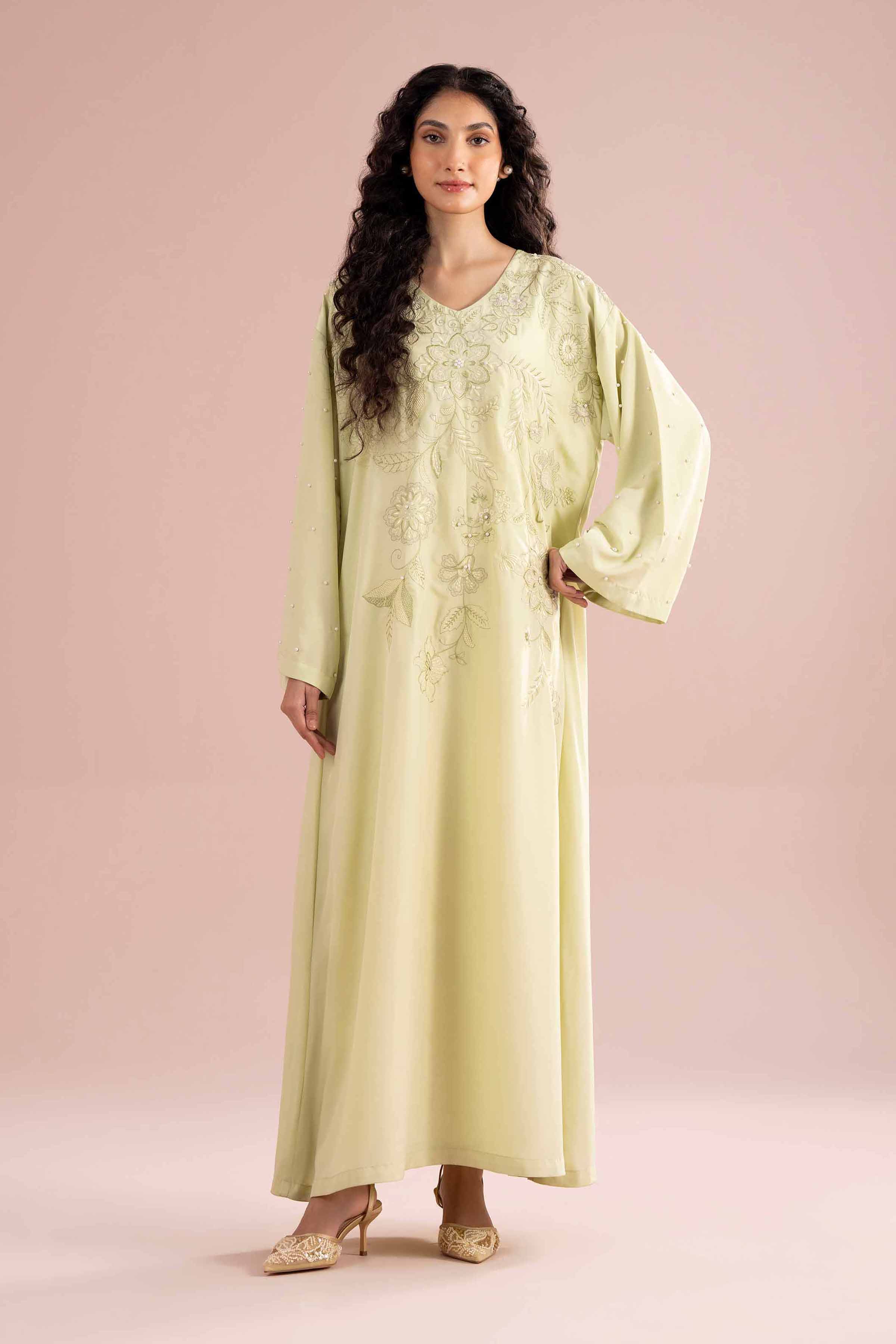 Nishat UK - Green Embroidered Grip 1-piece ready to wear Long dress