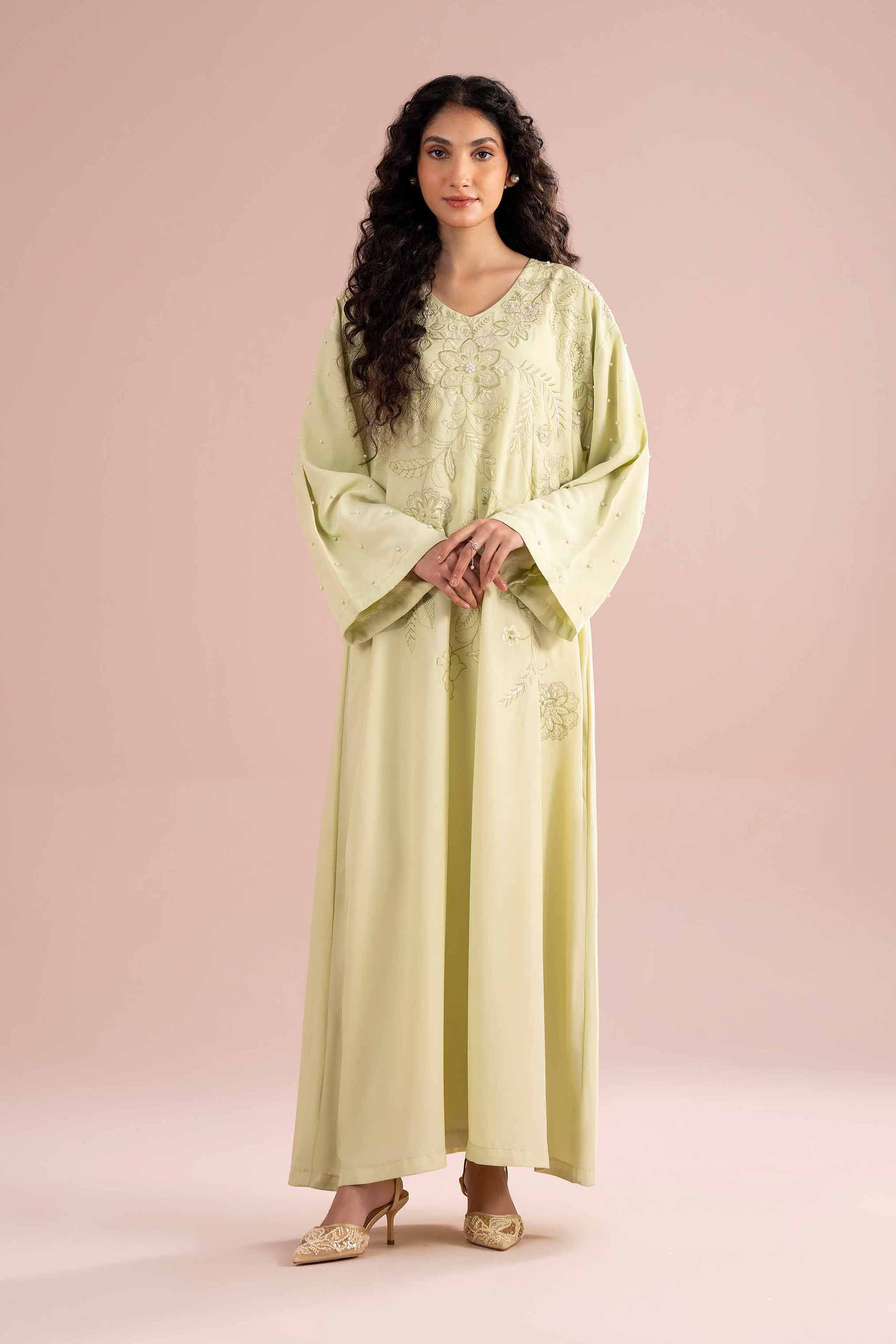 Nishat UK - Green Embroidered Grip 1-piece ready to wear Long dress