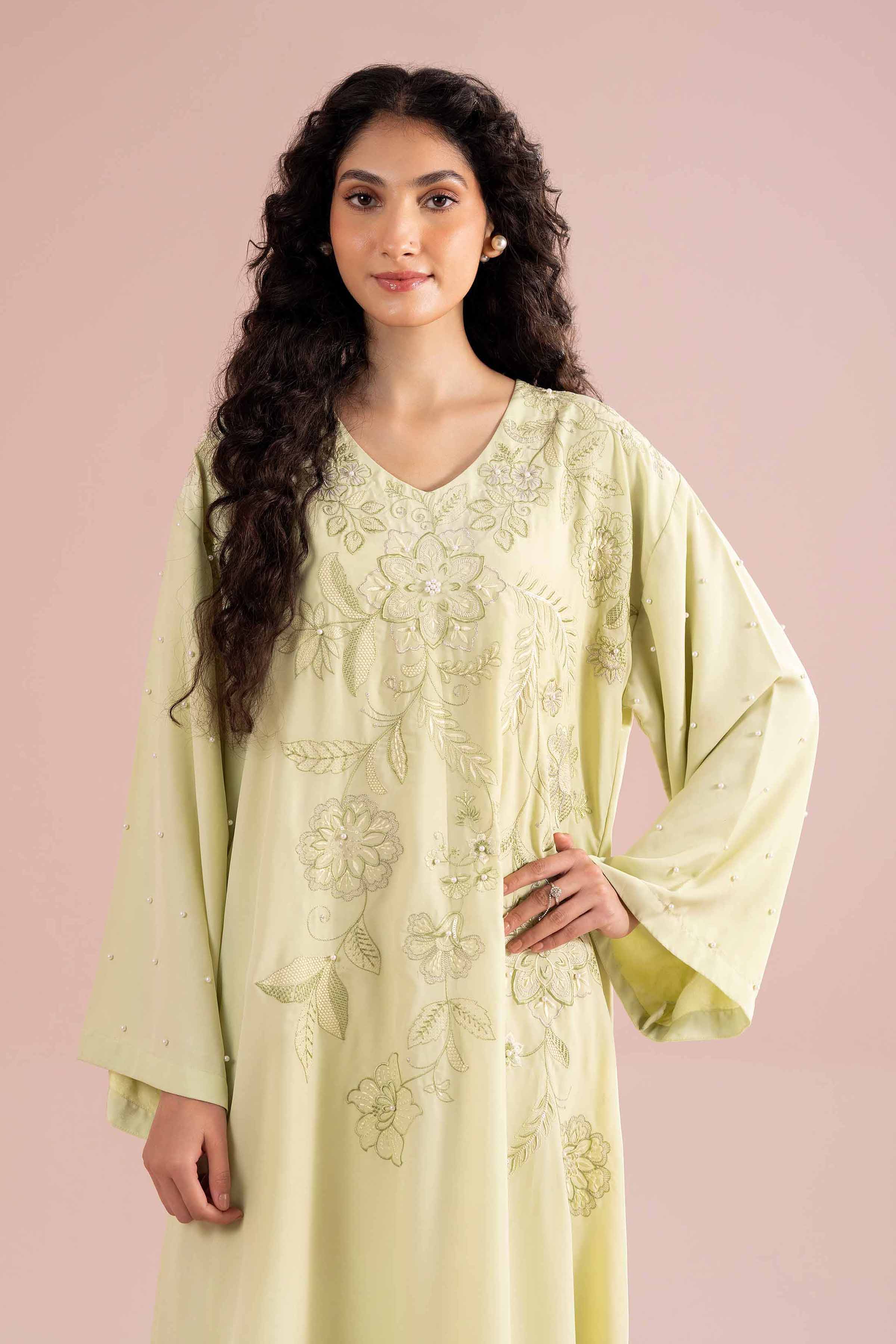 Nishat UK - Green Embroidered Grip 1-piece ready to wear Long dress