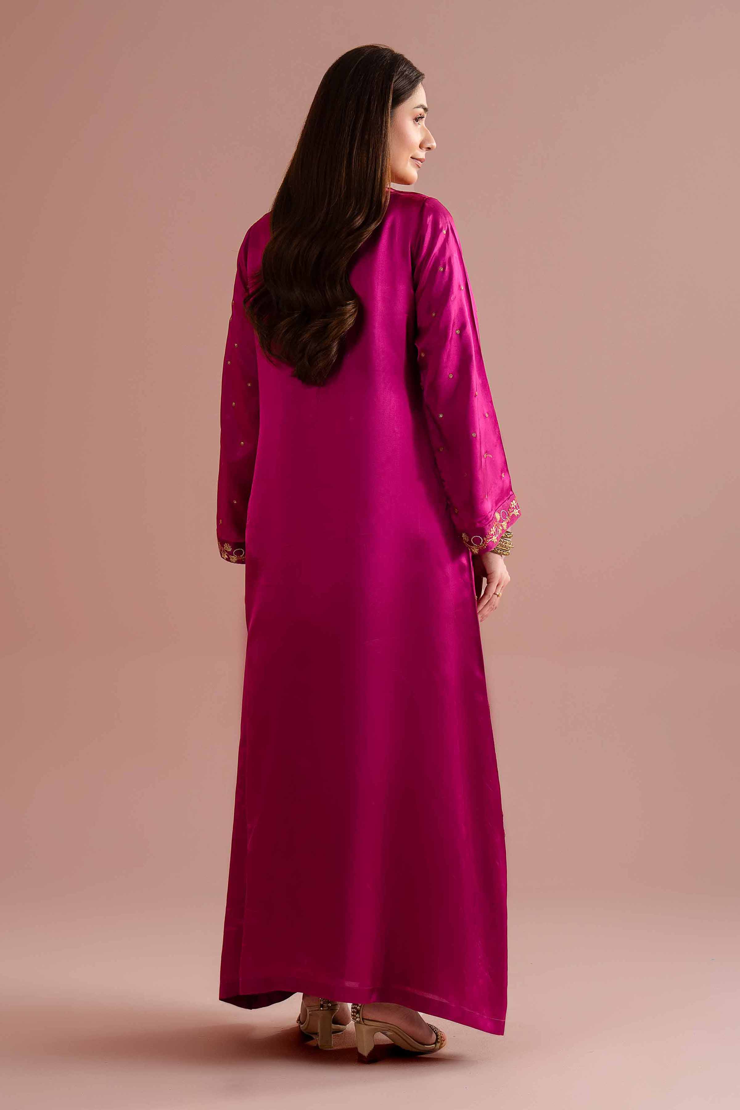 Nishat UK - Pink Embroidered Silk 1-piece ready to wear Long dress
