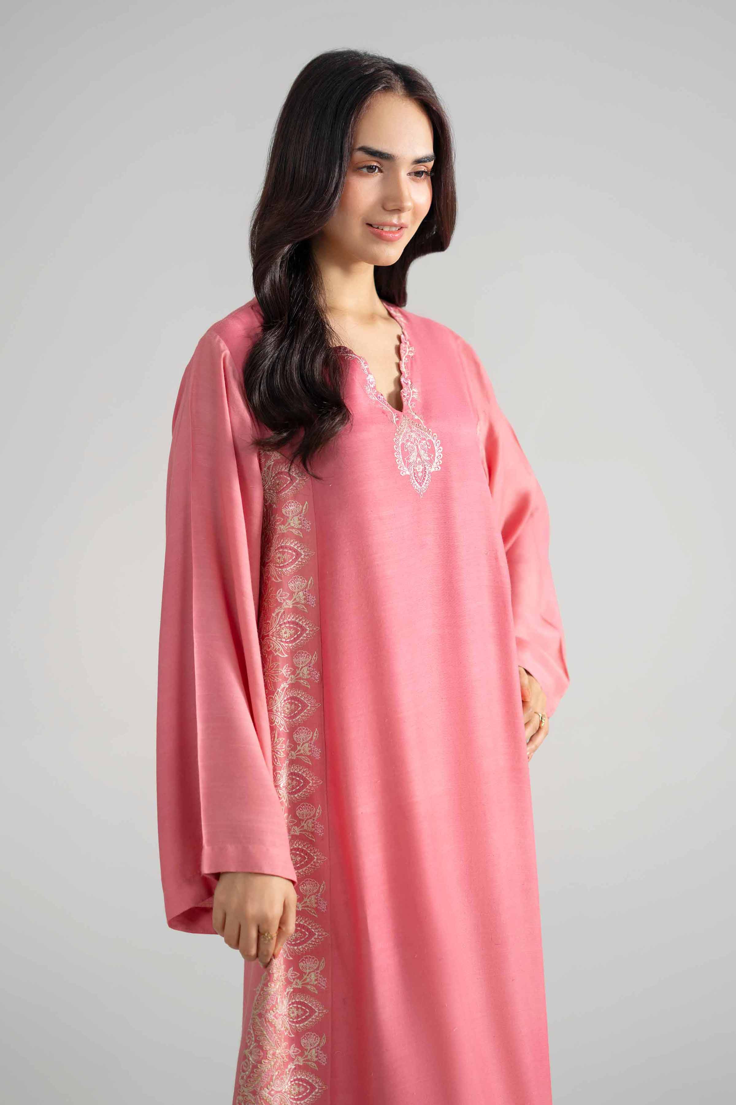 Nishat UK - Pink Embroidered Silk 1-piece ready to wear long dress
