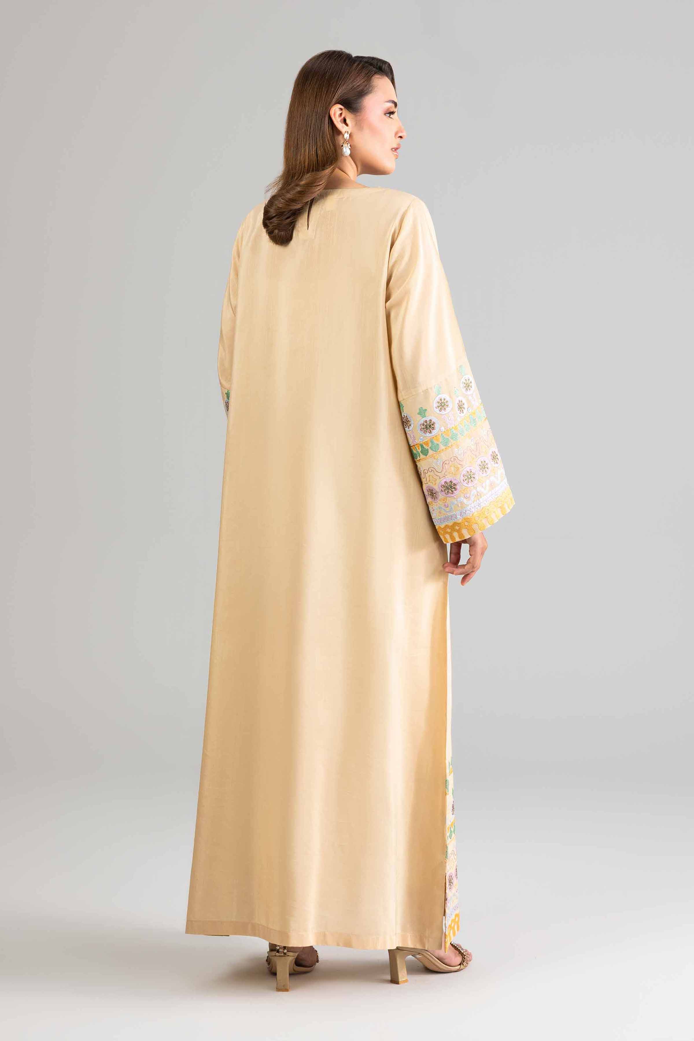 Nishat UK - Yellow Embroidered Silk 1-piece ready to wear long dress