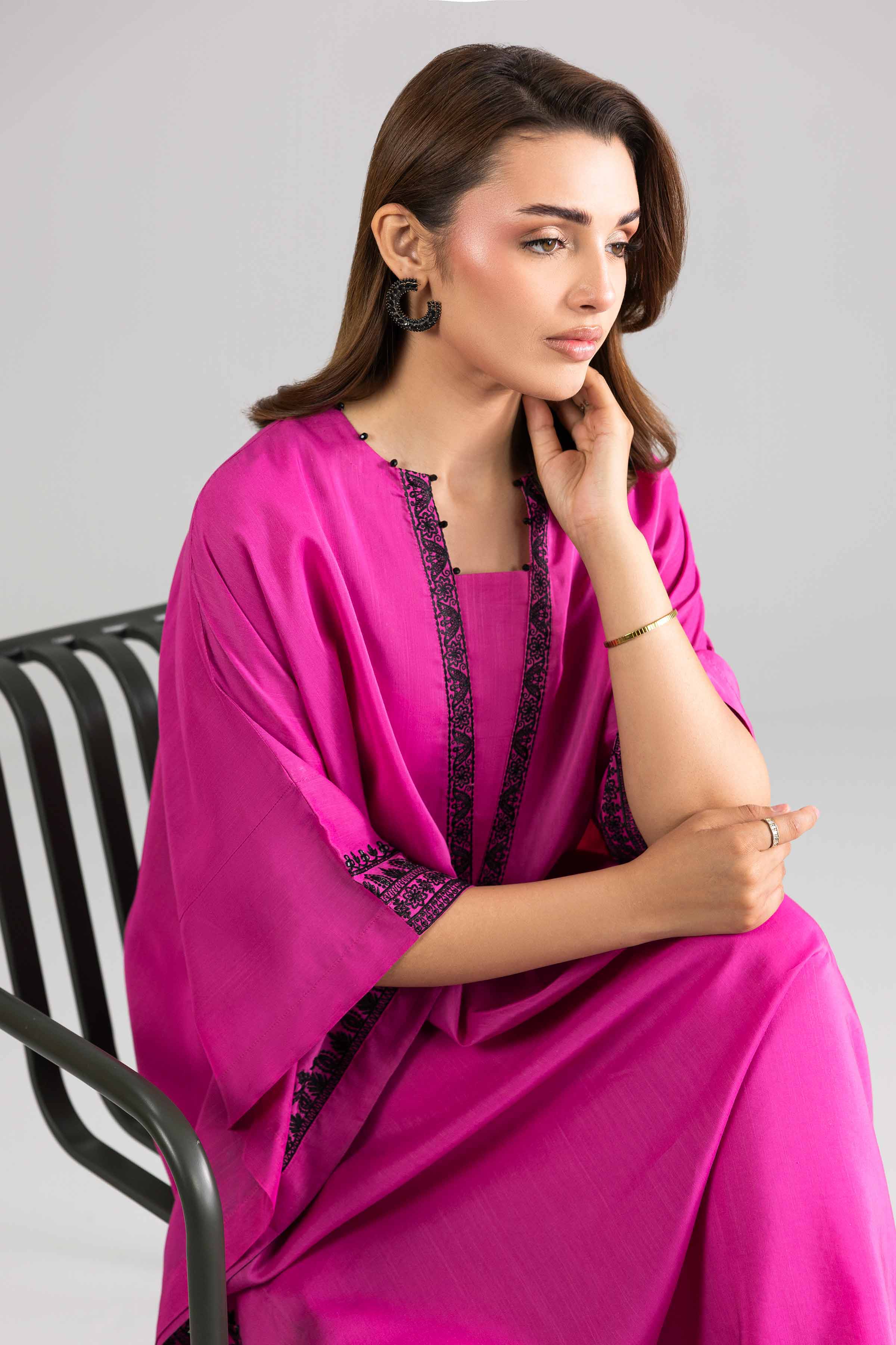 Nishat UK - Pink Embroidered Silk 1-piece ready to wear long dress