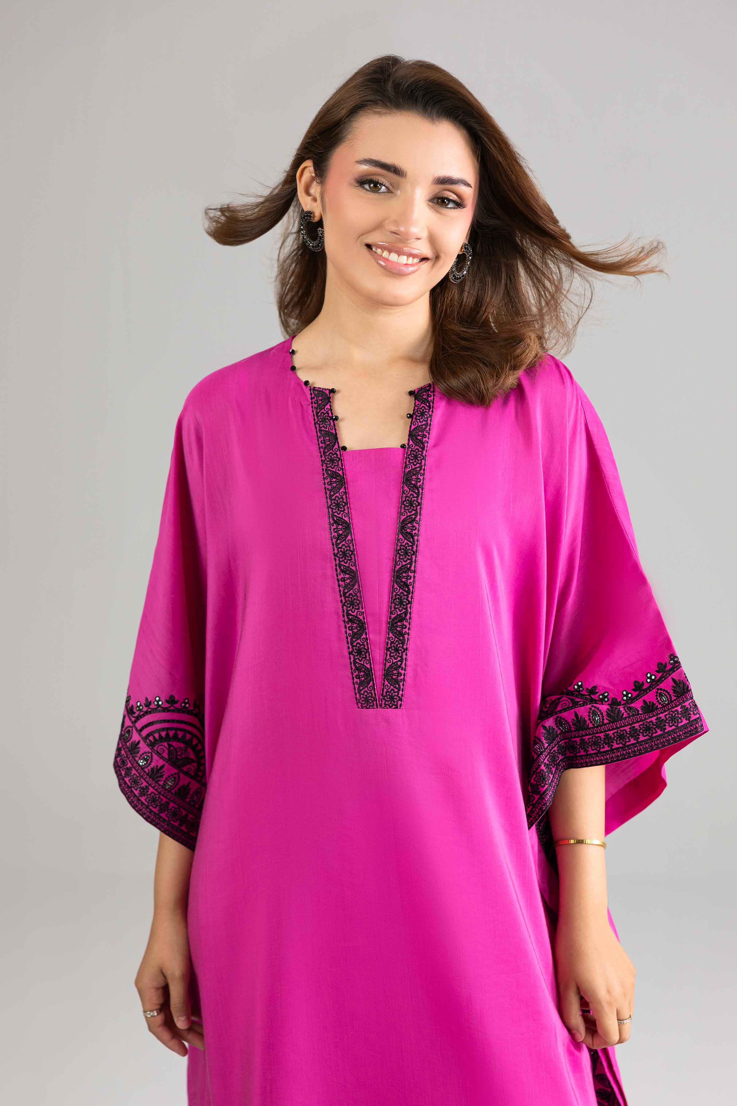 Nishat UK - Pink Embroidered Silk 1-piece ready to wear long dress