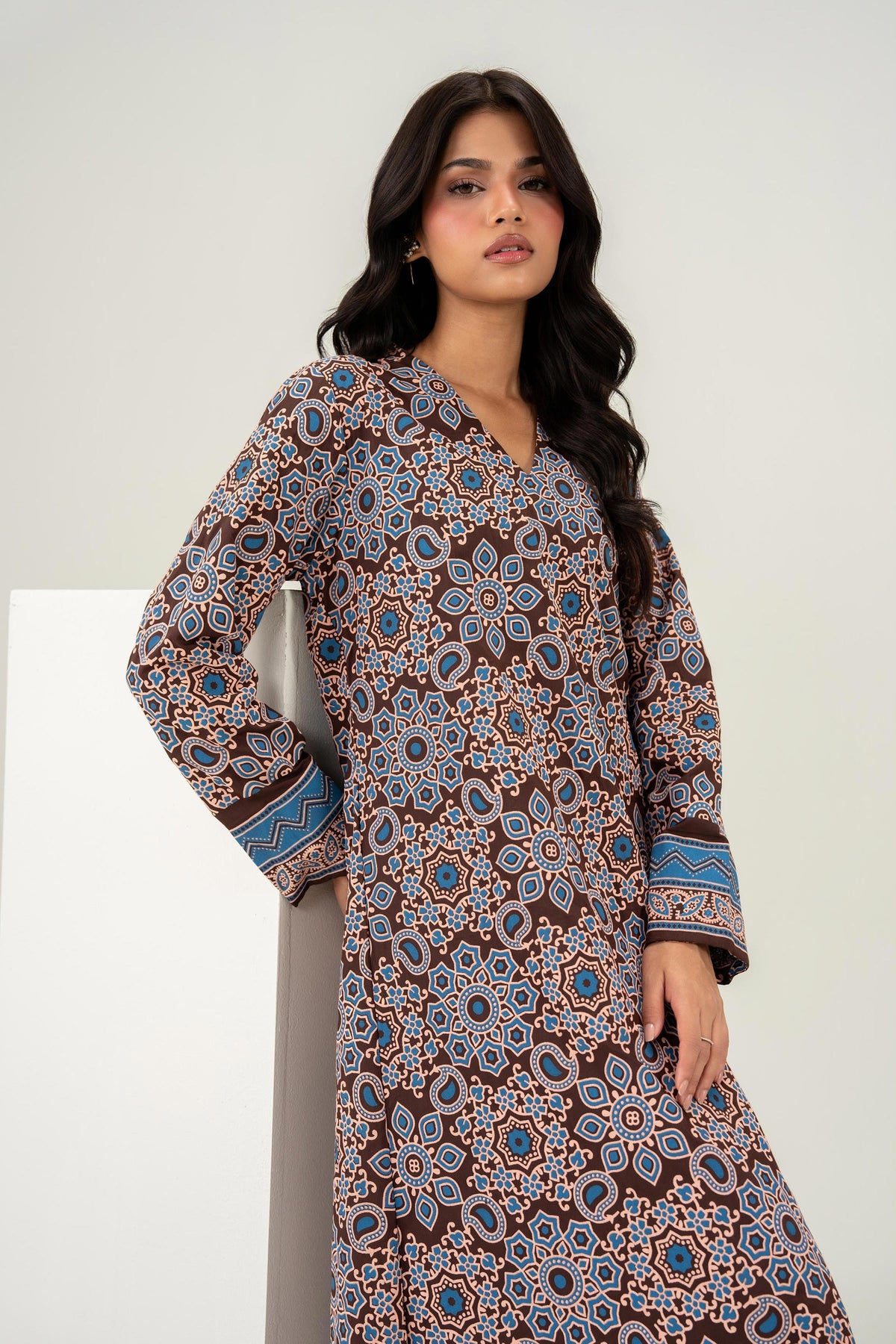 Nishat UK - Brown Printed Silk 1 Piece ready to wear