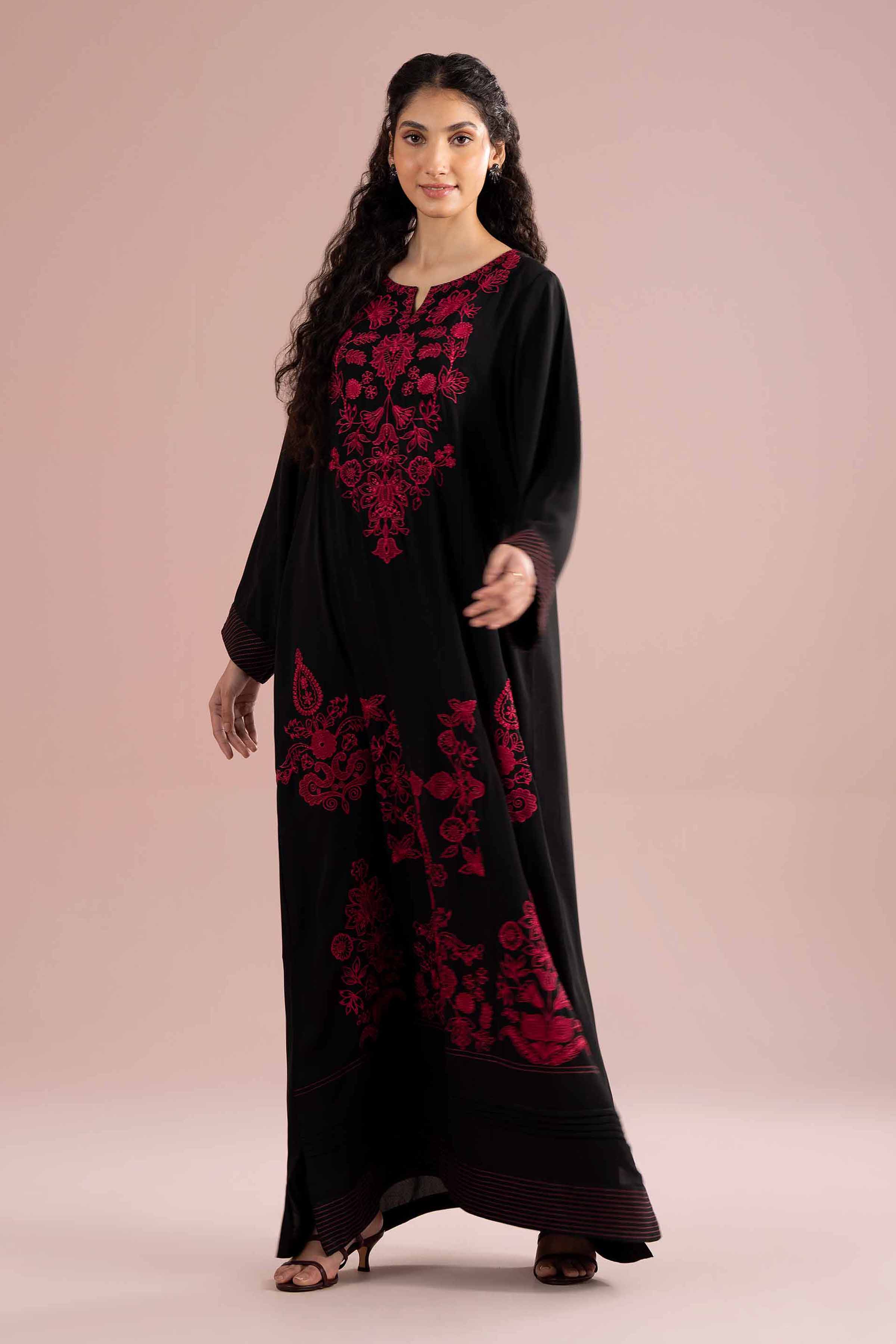 Nishat UK - Black Embroidered Georgette 1 Piece ready to wear Long Dress