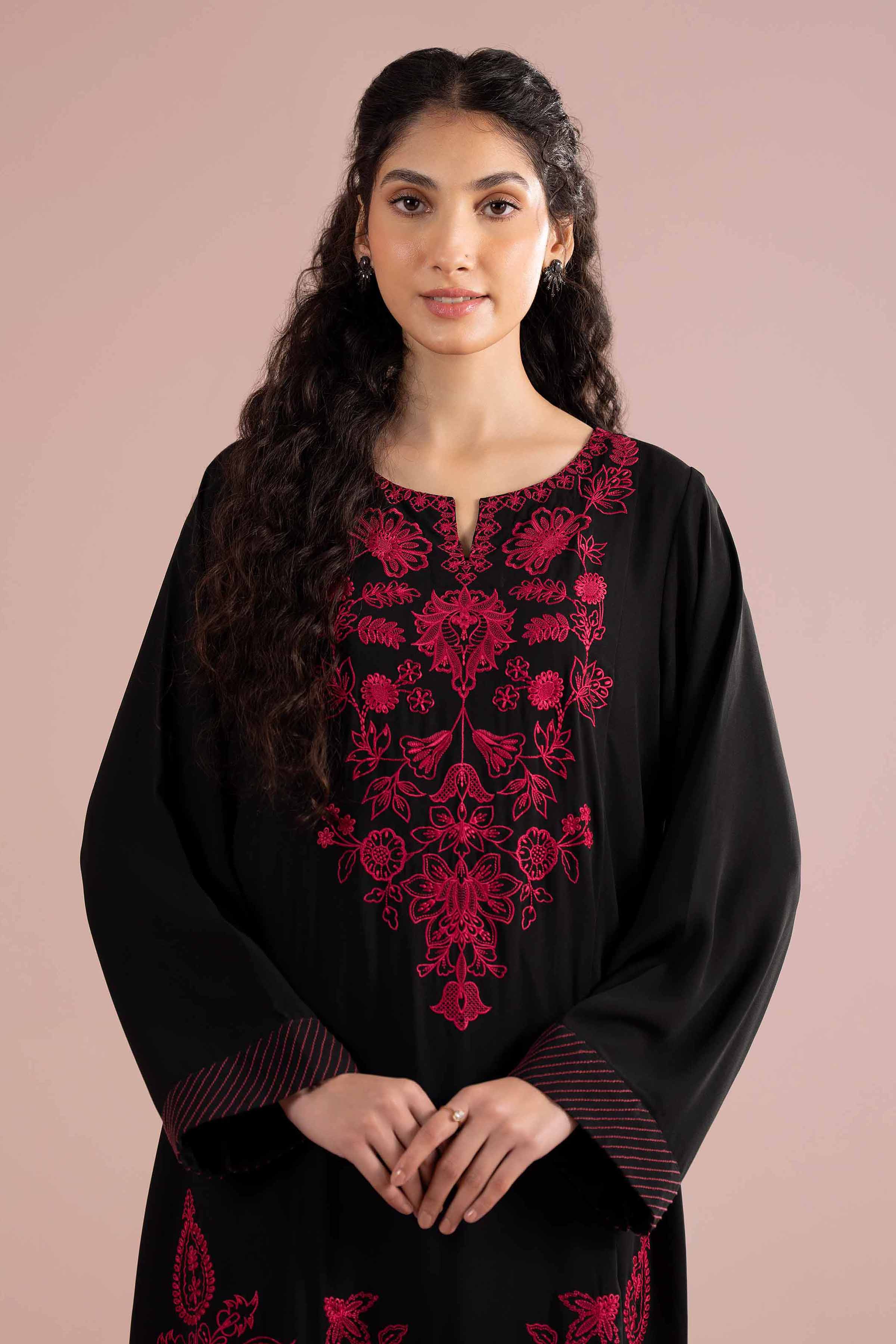Nishat UK - Black Embroidered Georgette 1 Piece ready to wear Long Dress