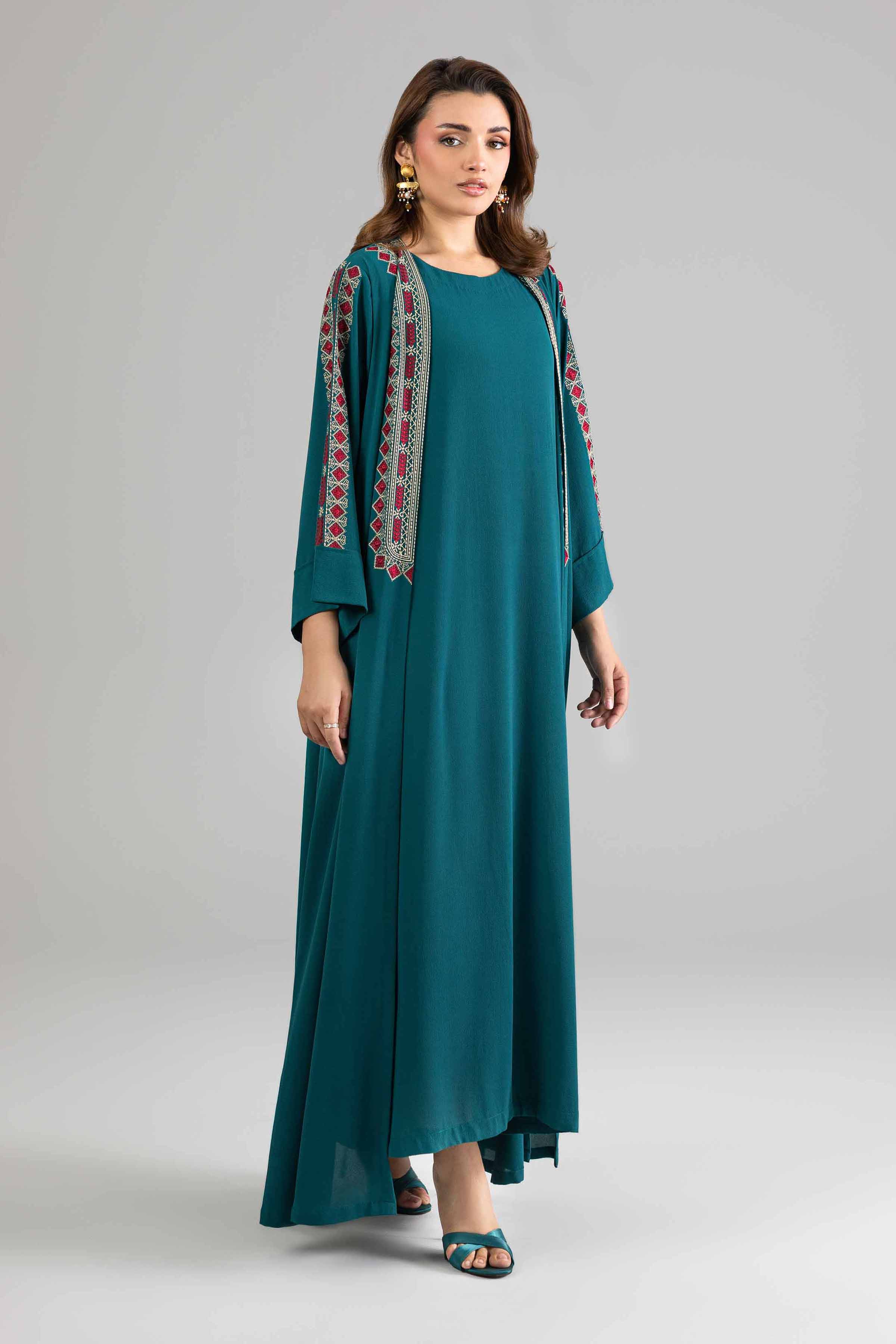 Nishat UK - Blue Embroidered Seer Sucker 2 Pieces ready to wear Long Dress