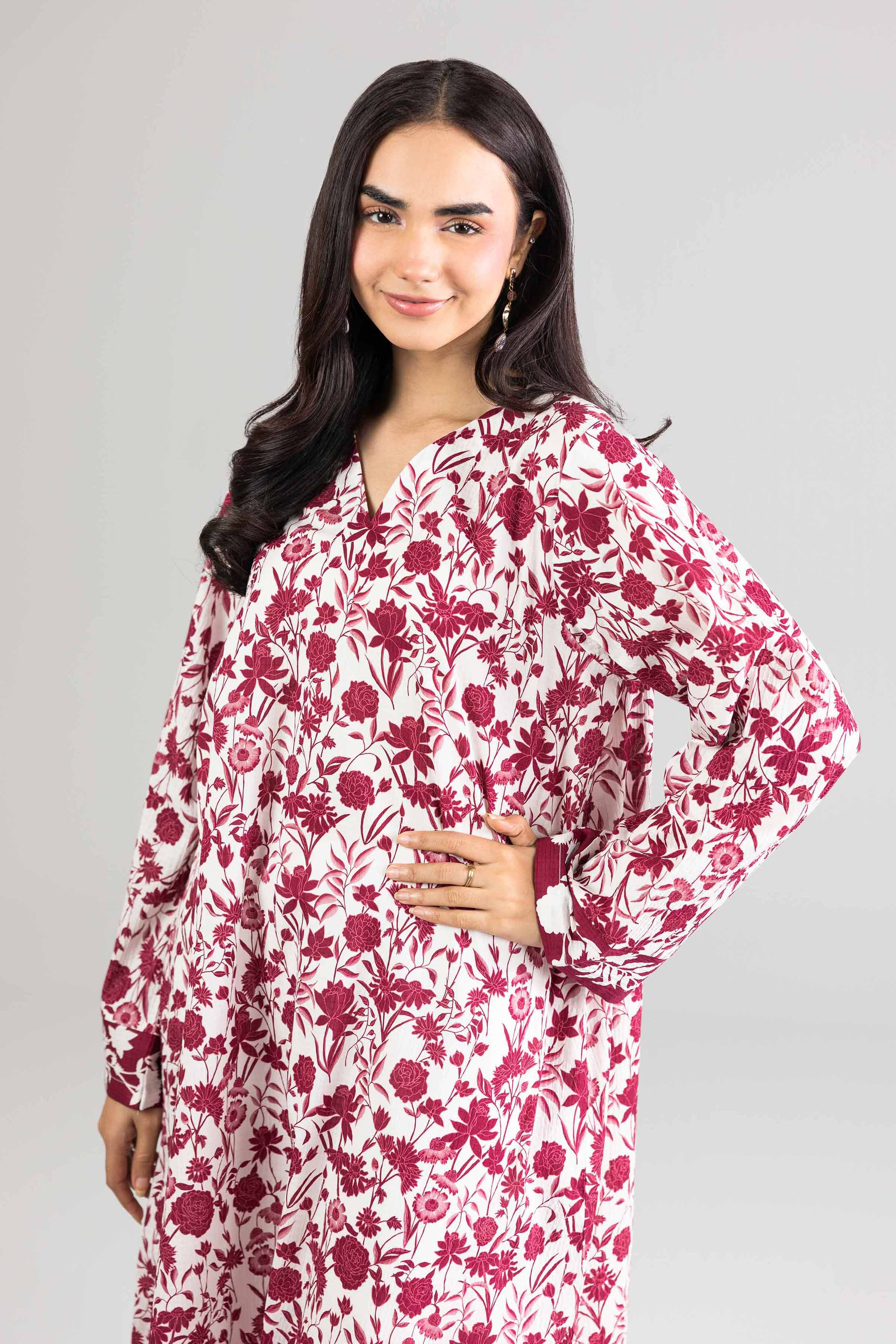 Nishat UK - Off white Printed Seer Sucker 1-piece ready to wear Long dress