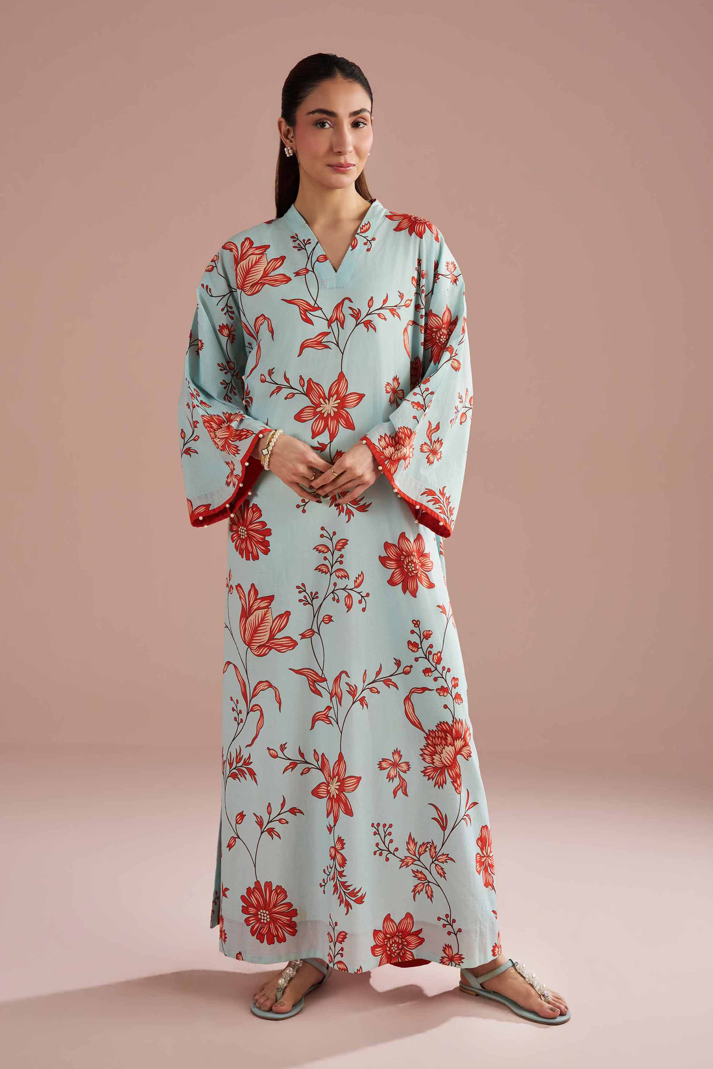 NishatUK - Blue Printed Seer Sucker 1-piece ready to wear dress