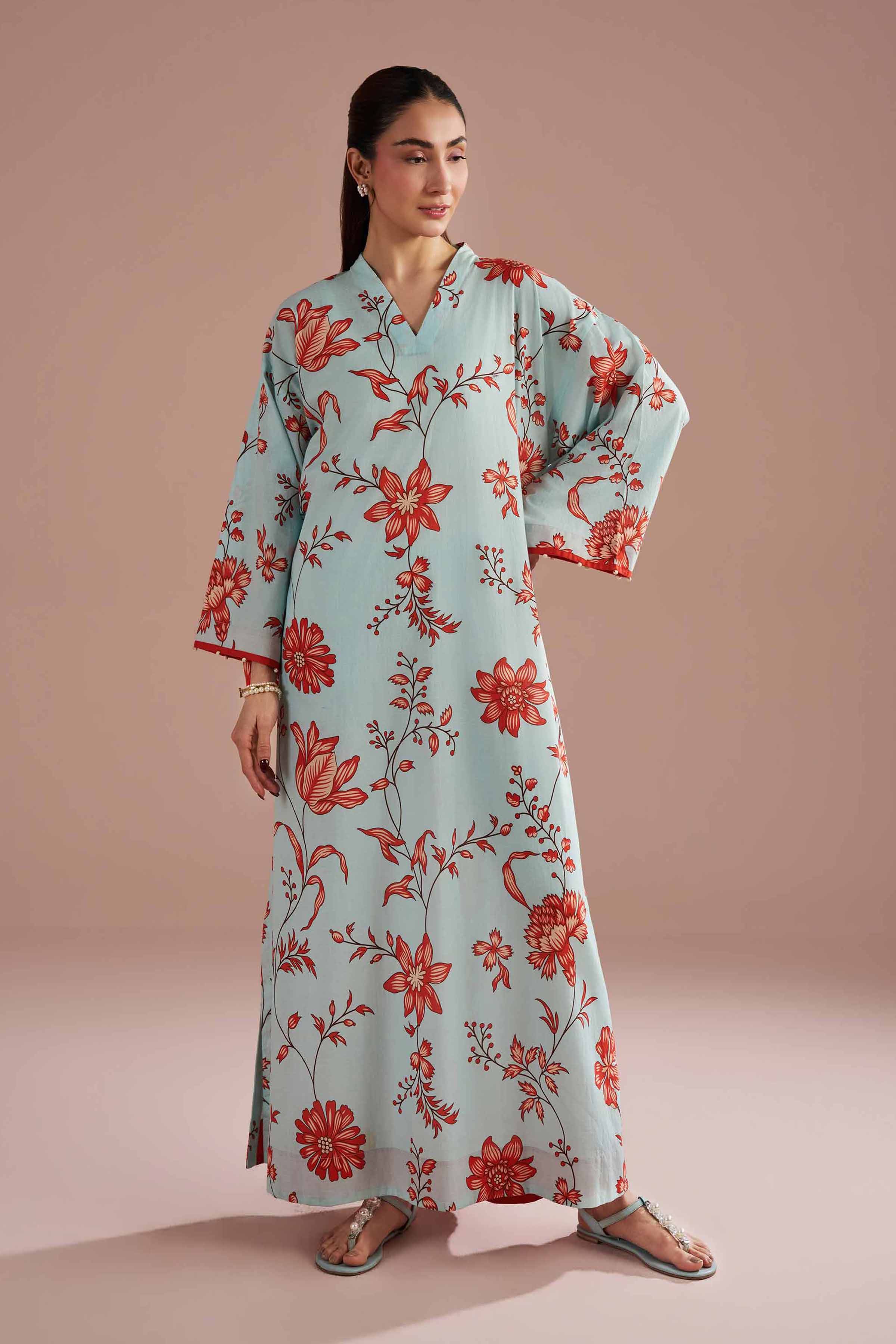 NishatUK - Blue Printed Seer Sucker 1-piece ready to wear dress