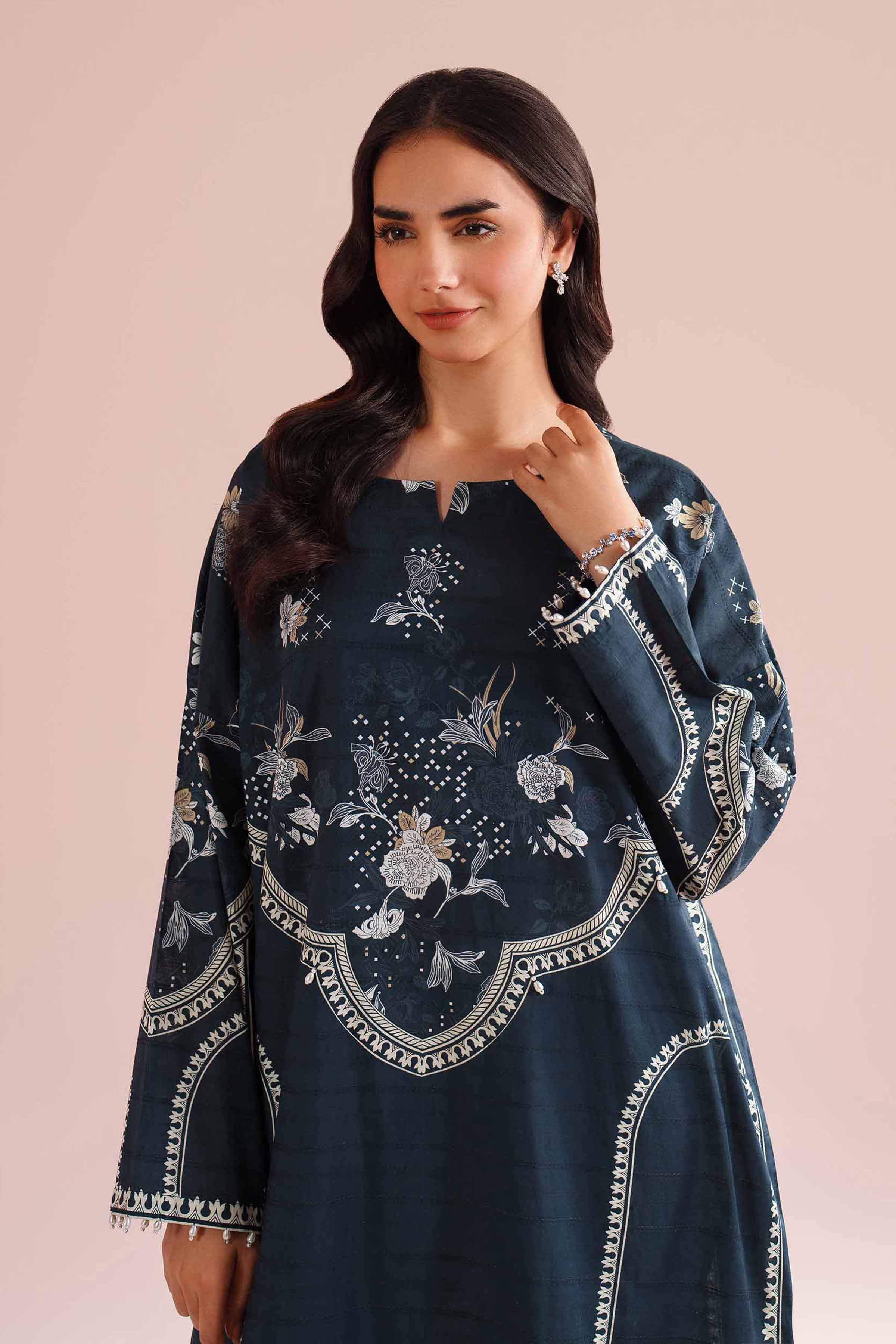 NishatUK - Blue Printed Lawn 1-piece ready to wear Shirt